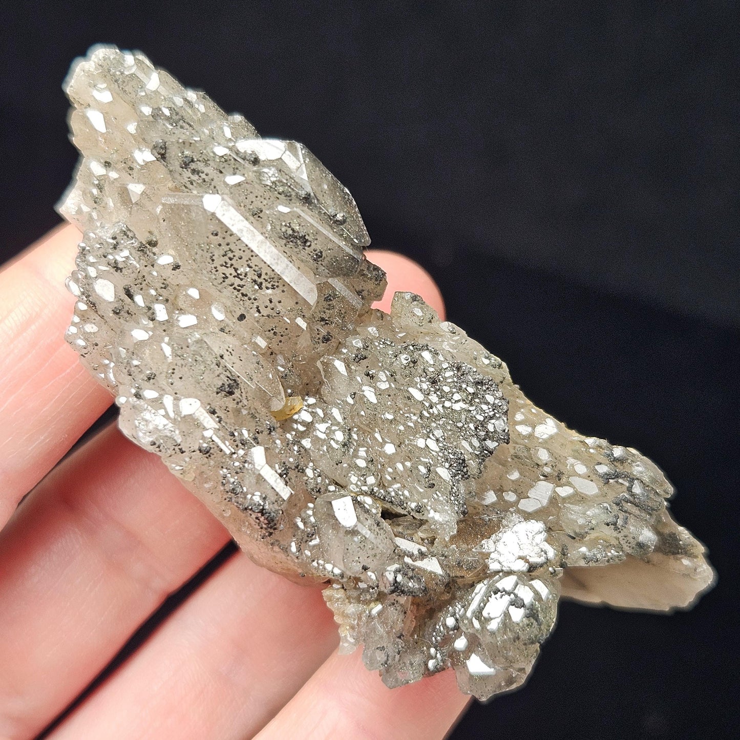 Tabular Black Barite with Marcasite