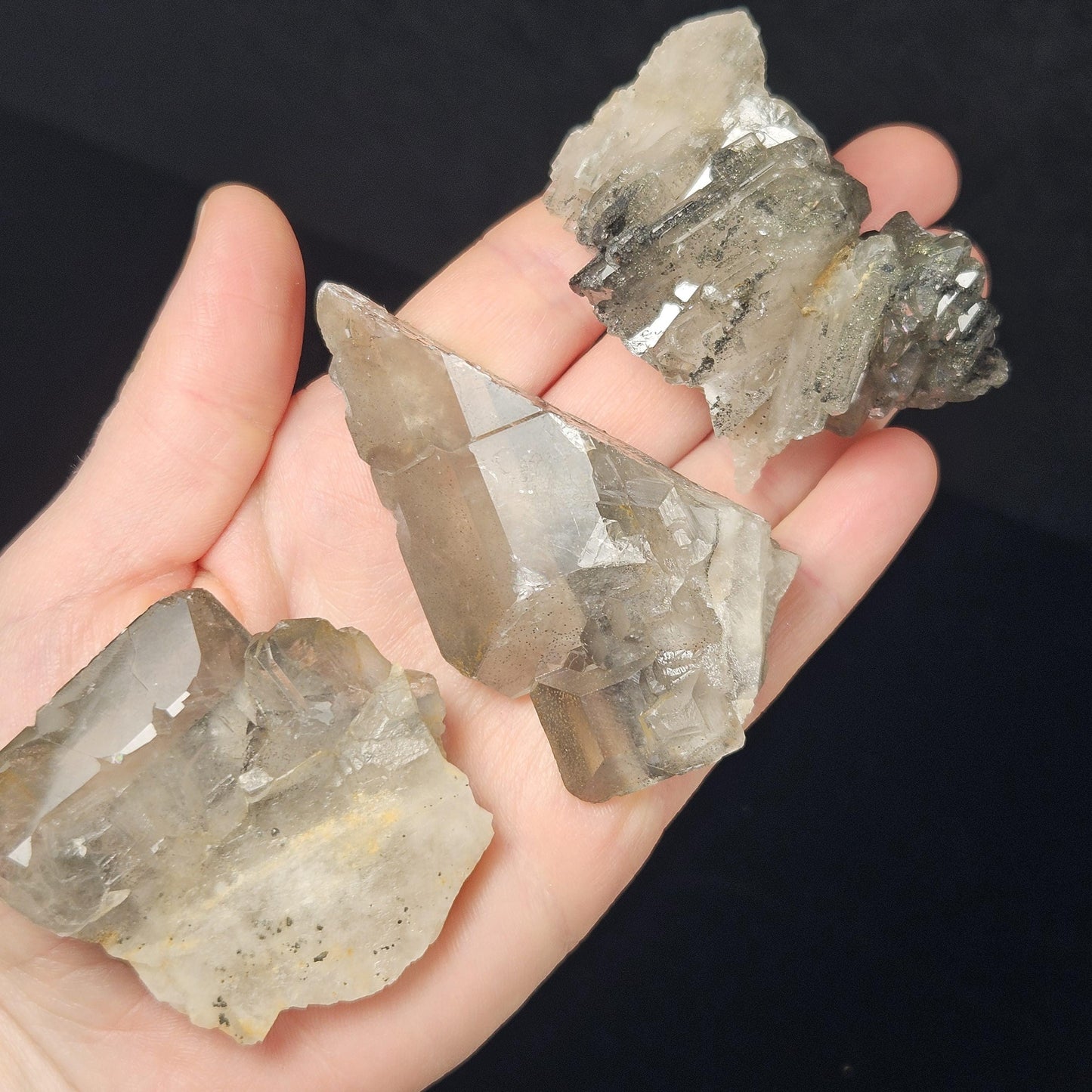 Tabular Black Barite with Marcasite