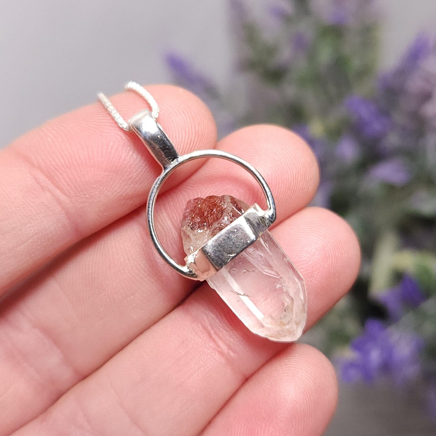 Lepidocrocite in Quartz Pendant