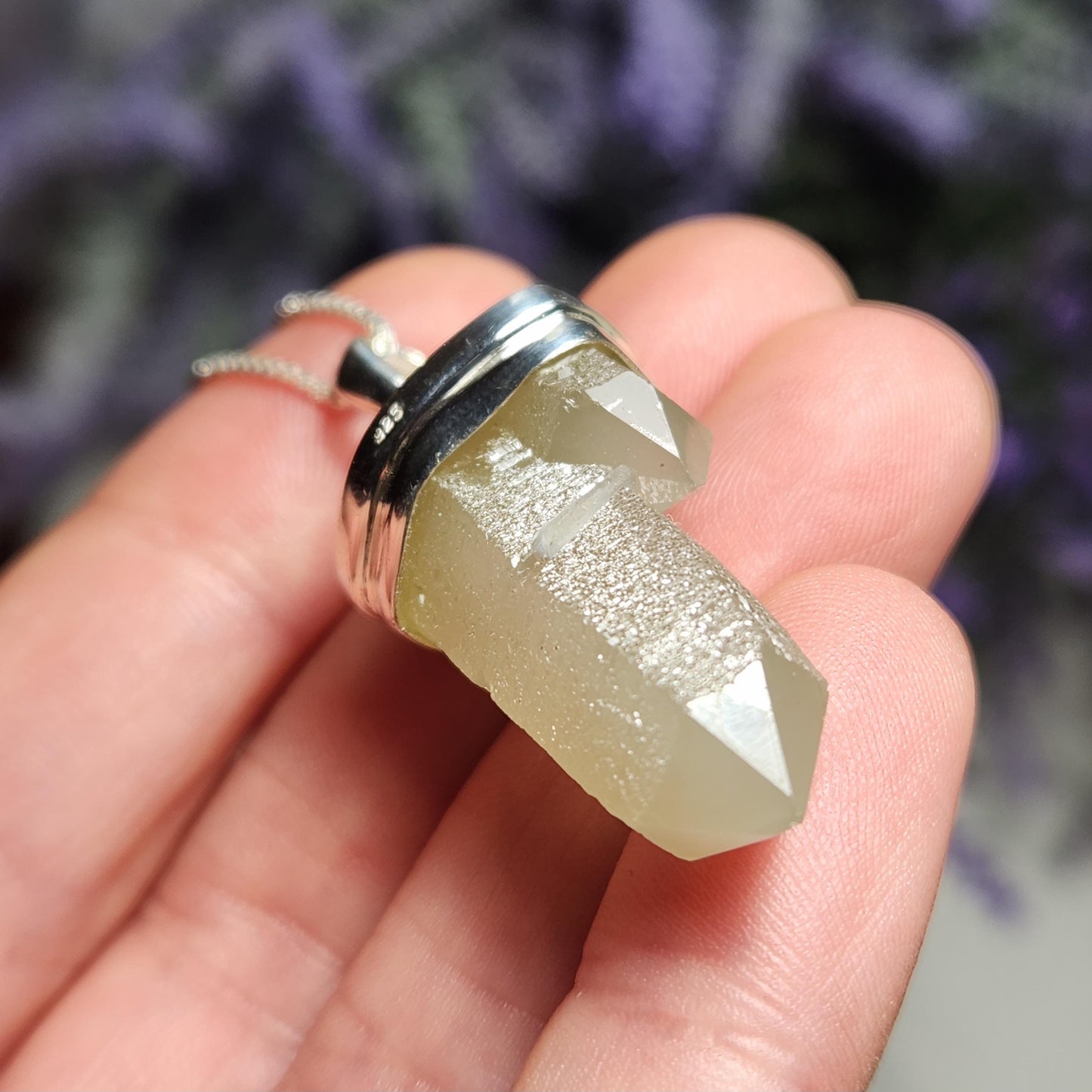 Hedenbergite Quartz Pendant