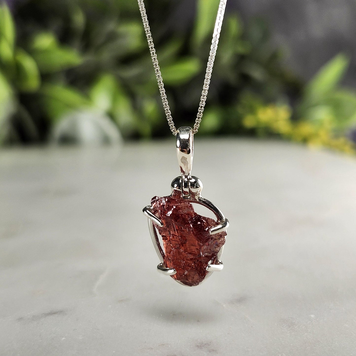 Etched Garnet Pendant
