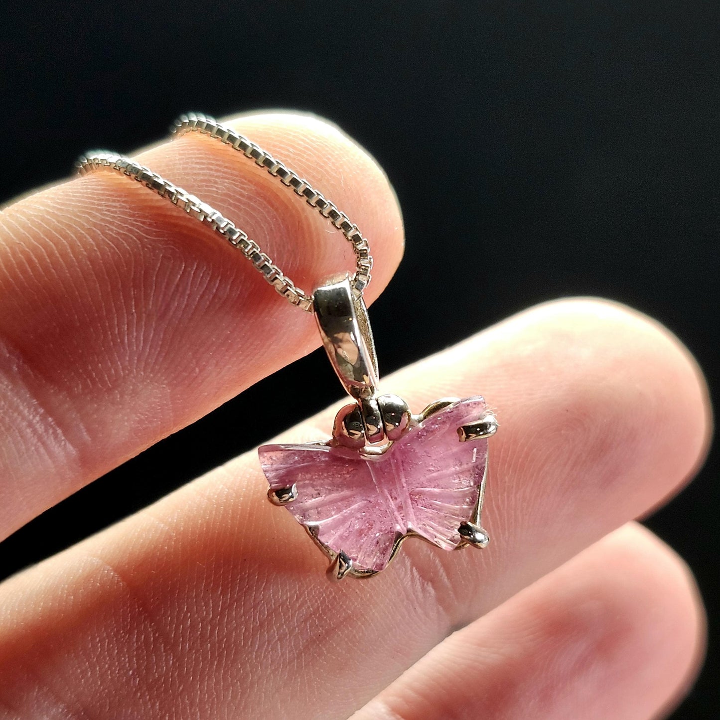 Pink Tourmaline Butterfly Pendant