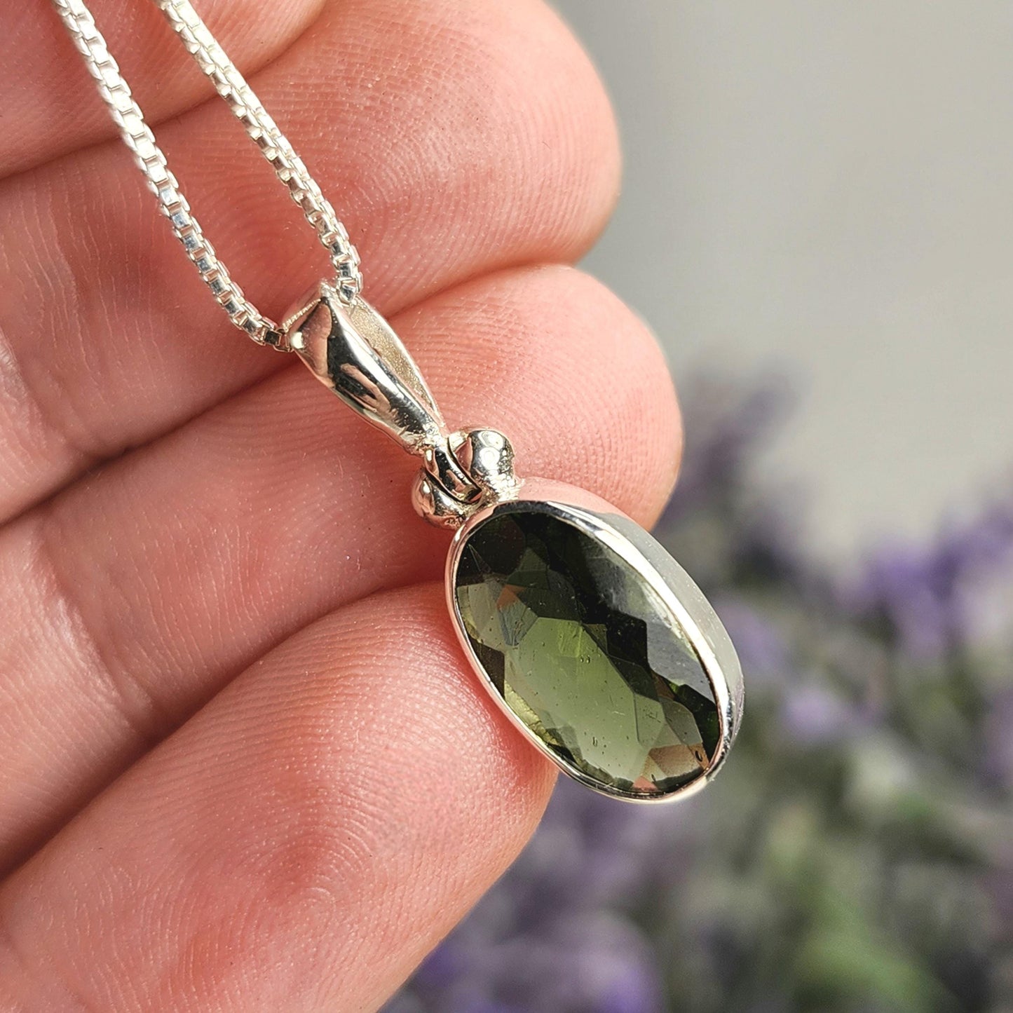 Faceted Moldavite Pendant