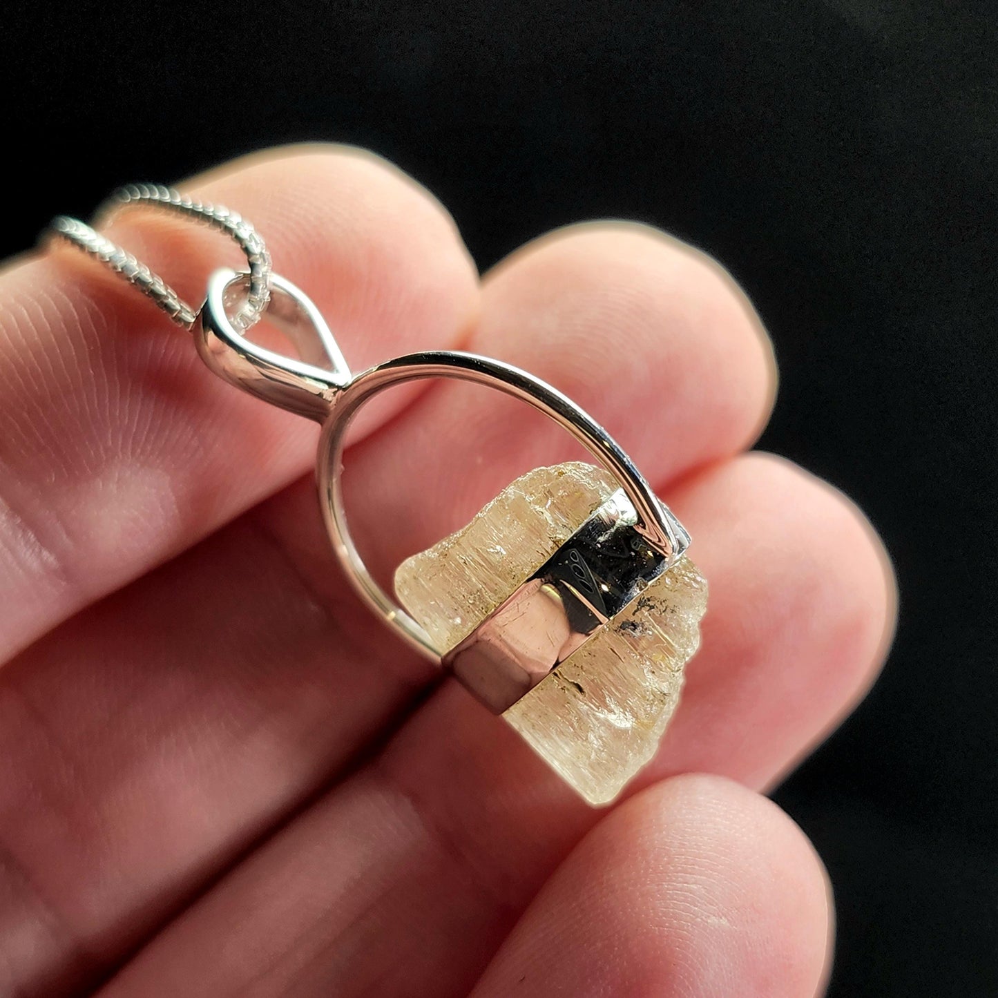 Etched Golden Scapolite Pendant