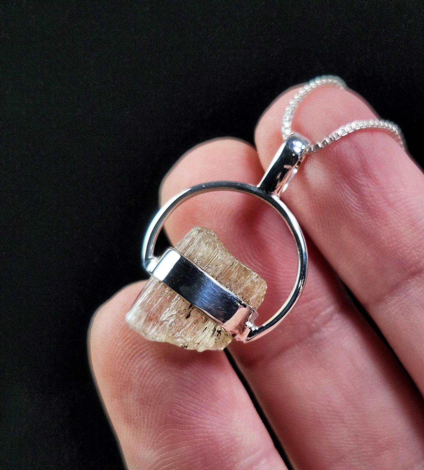 Etched Golden Scapolite Pendant