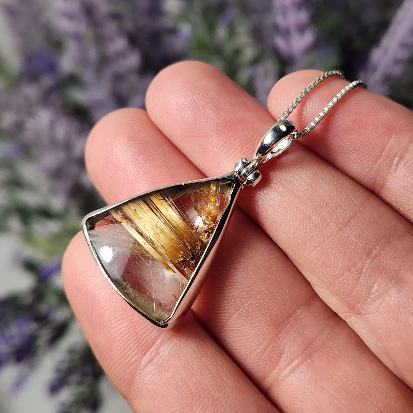 Gold Rutilated Quartz Pendant