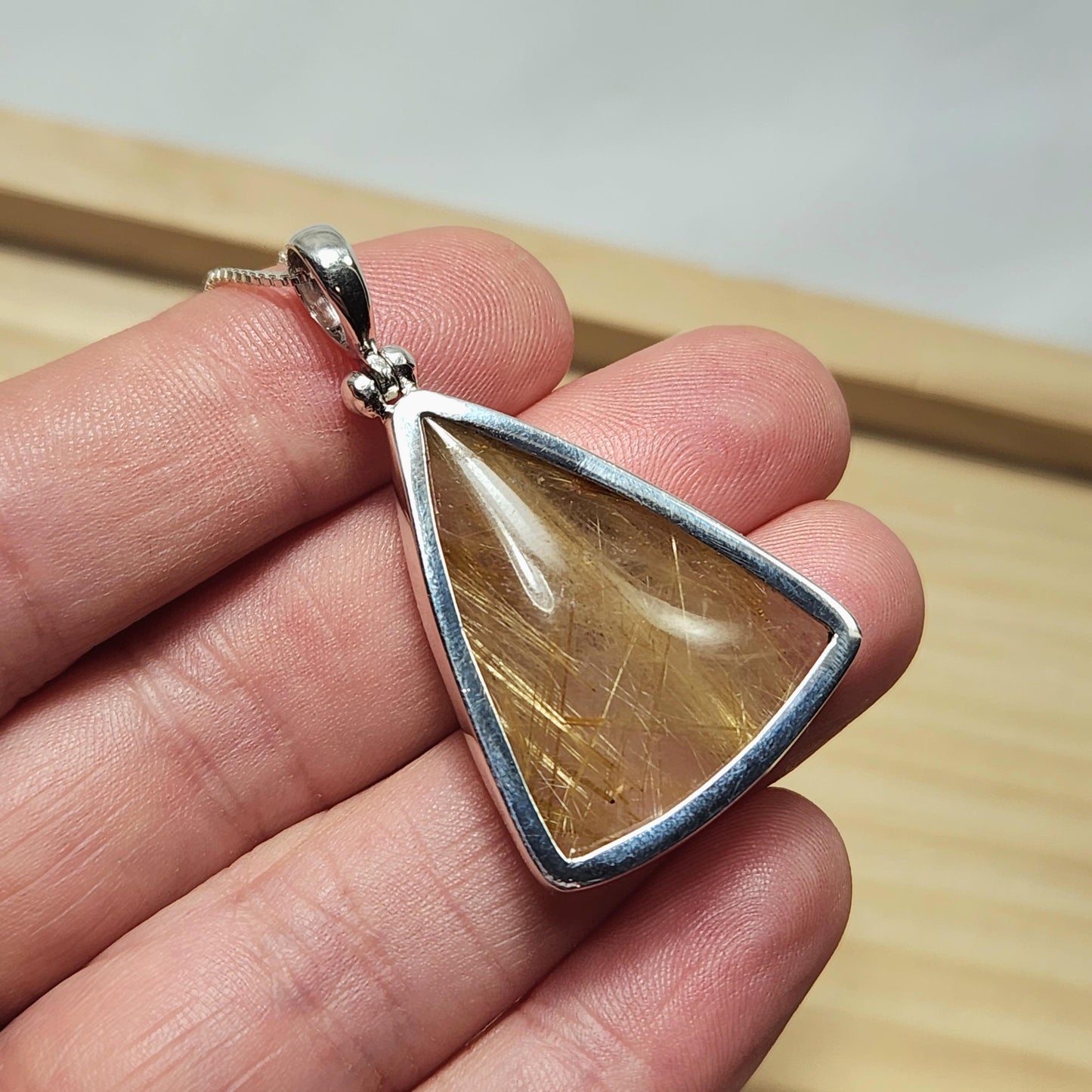 Gold Rutilated Quartz Pendant
