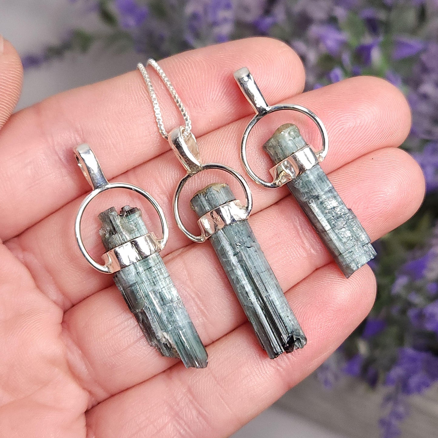 Cats Eye Blue Tourmaline Pendant