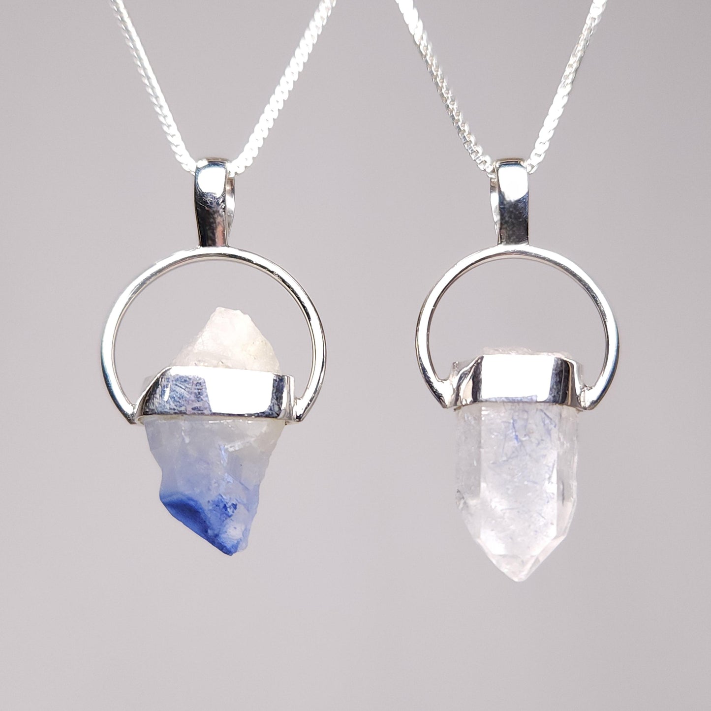 Fibrous Dumortierite in Quartz Pendant