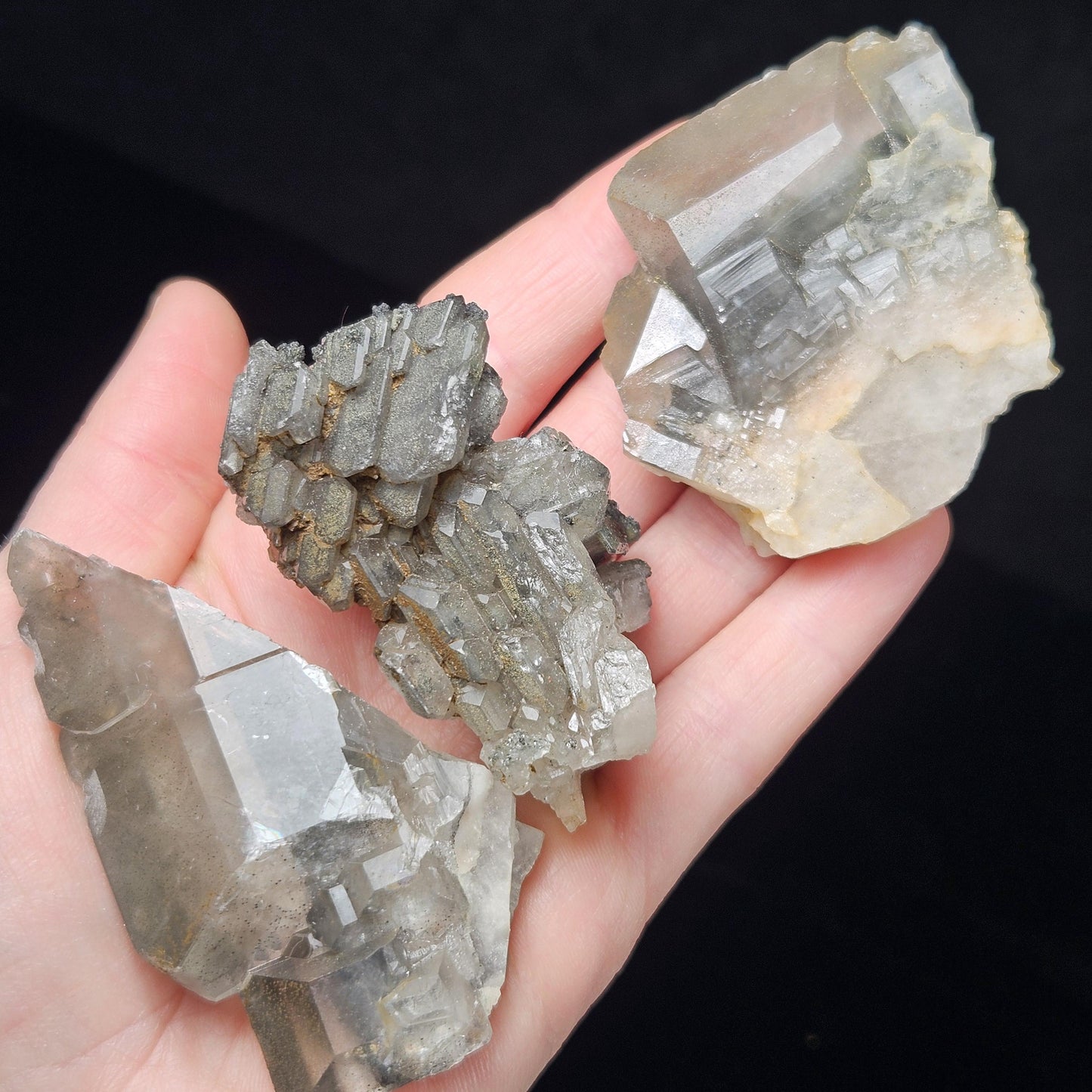 Tabular Black Barite with Marcasite