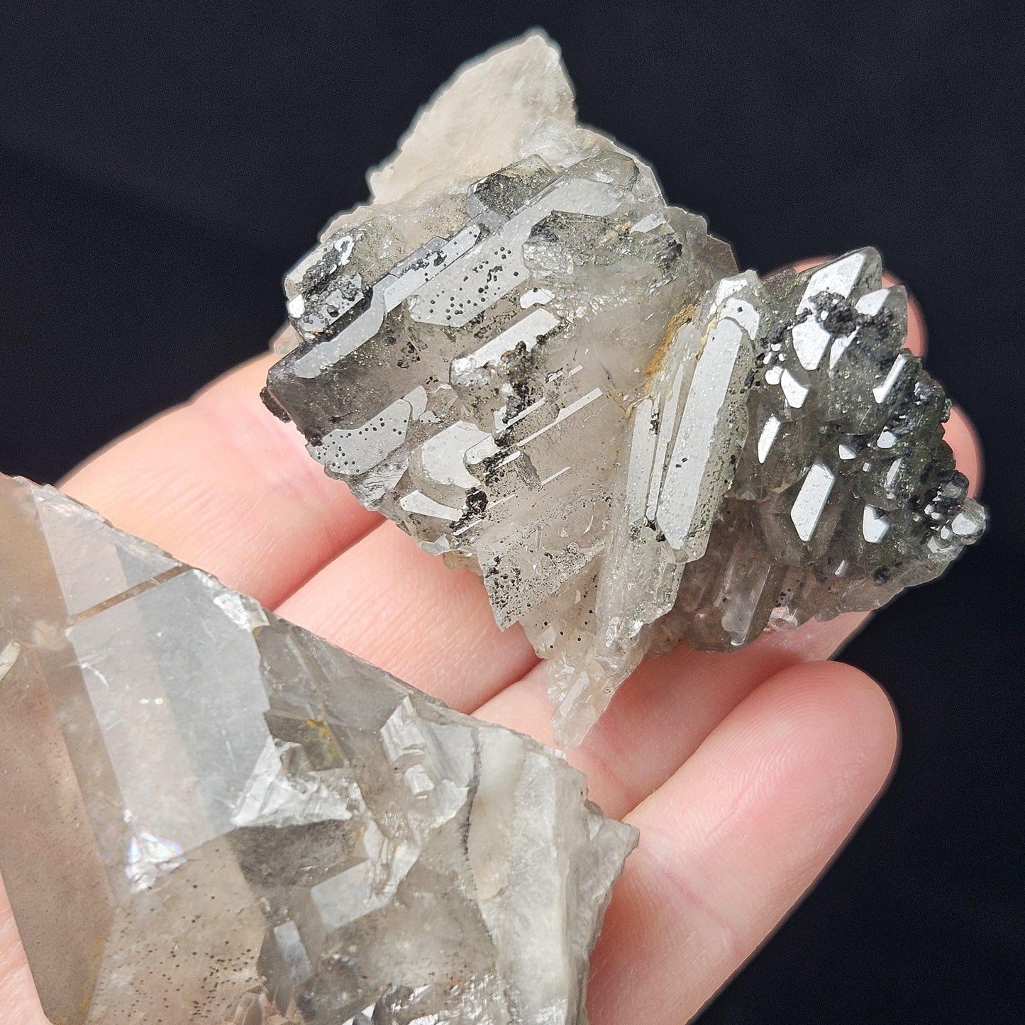 Tabular Black Barite with Marcasite