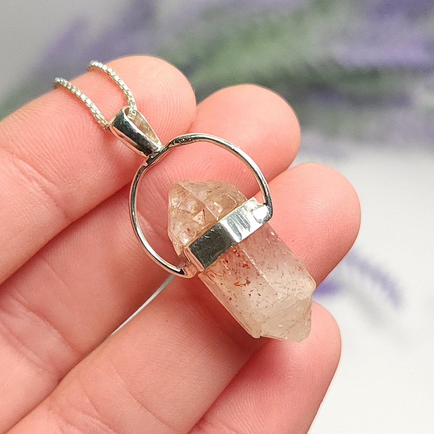 Lepidocrocite in Quartz Pendant
