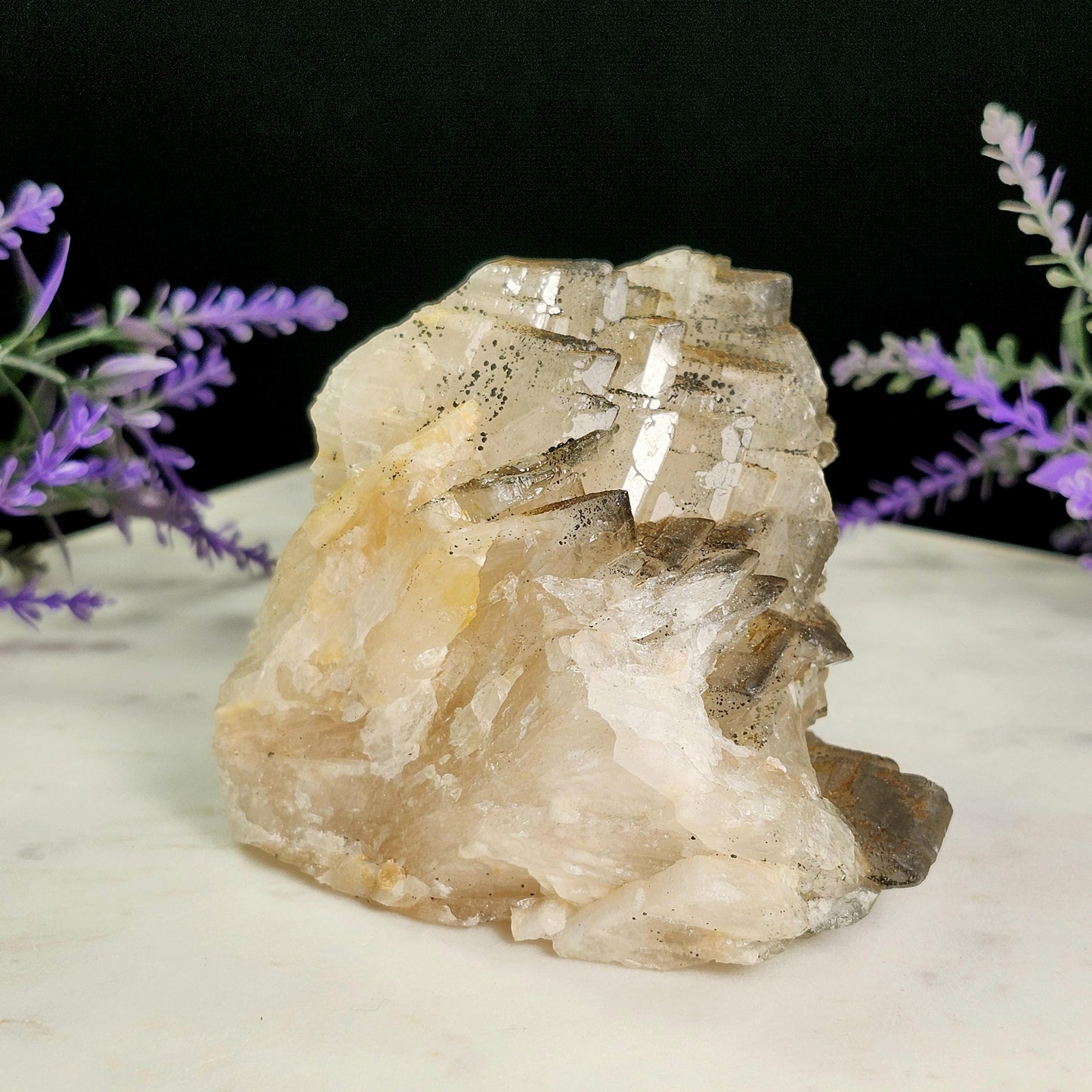 Tabular Black Barite with Marcasite