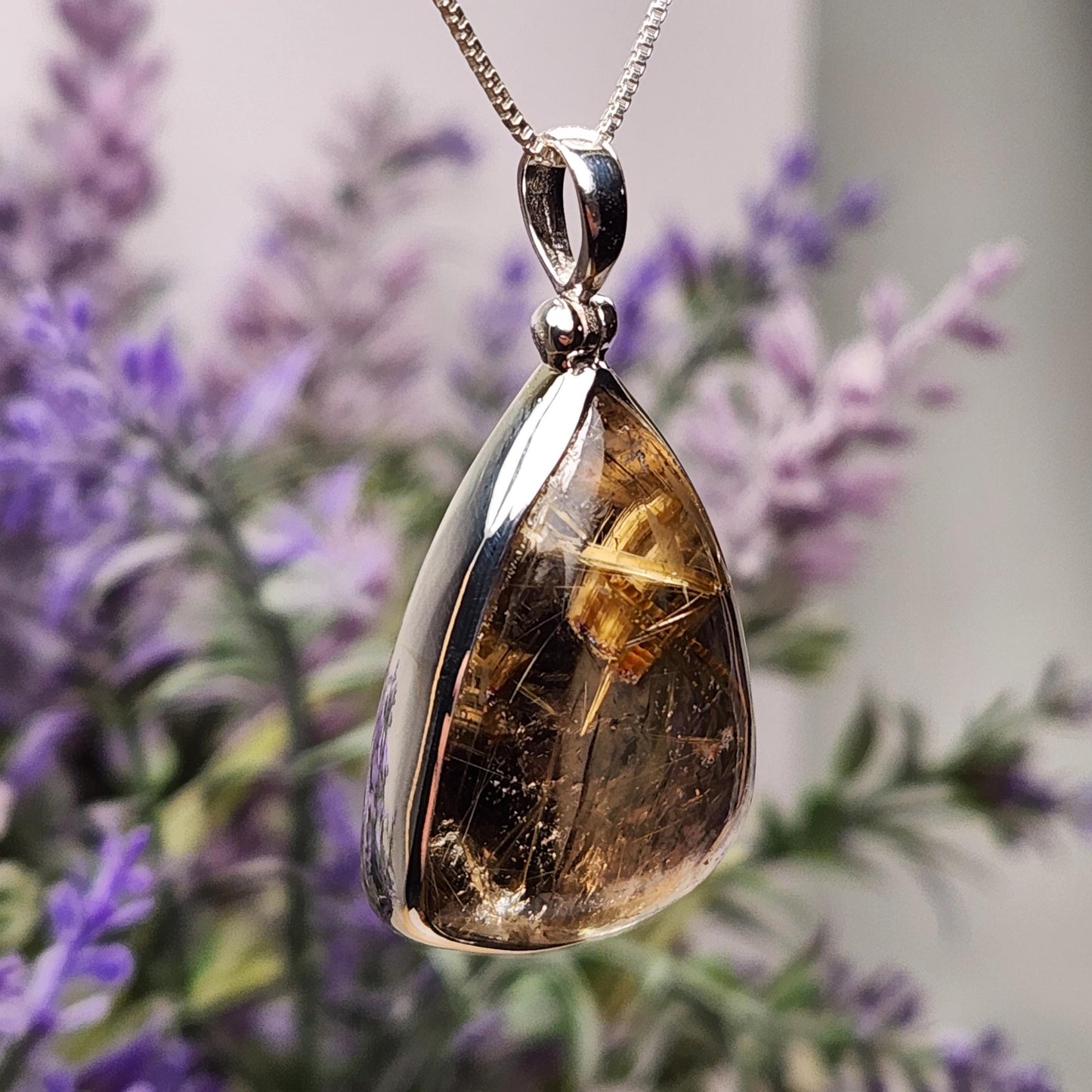 Gold Rutilated Quartz Pendant