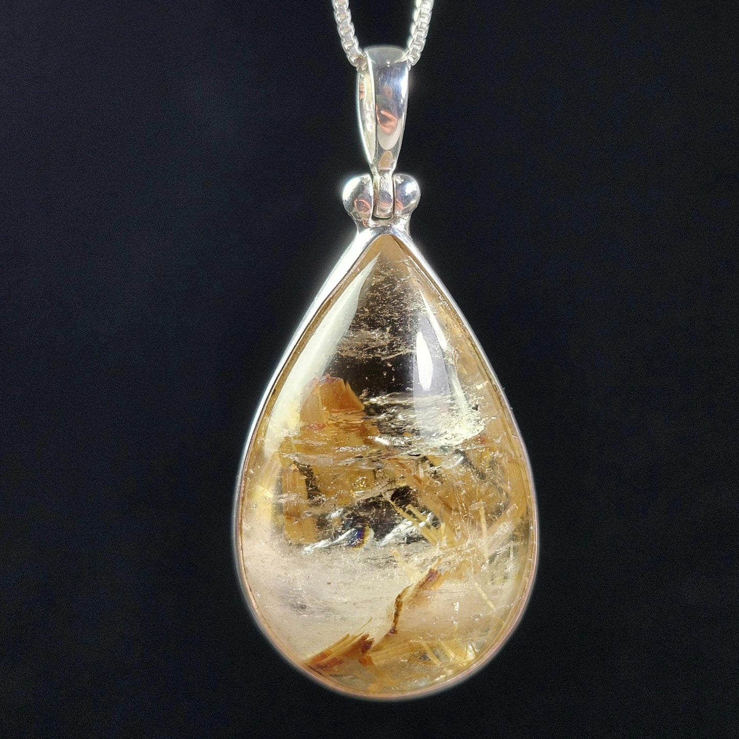 Hematite Rutilated Quartz Pendant