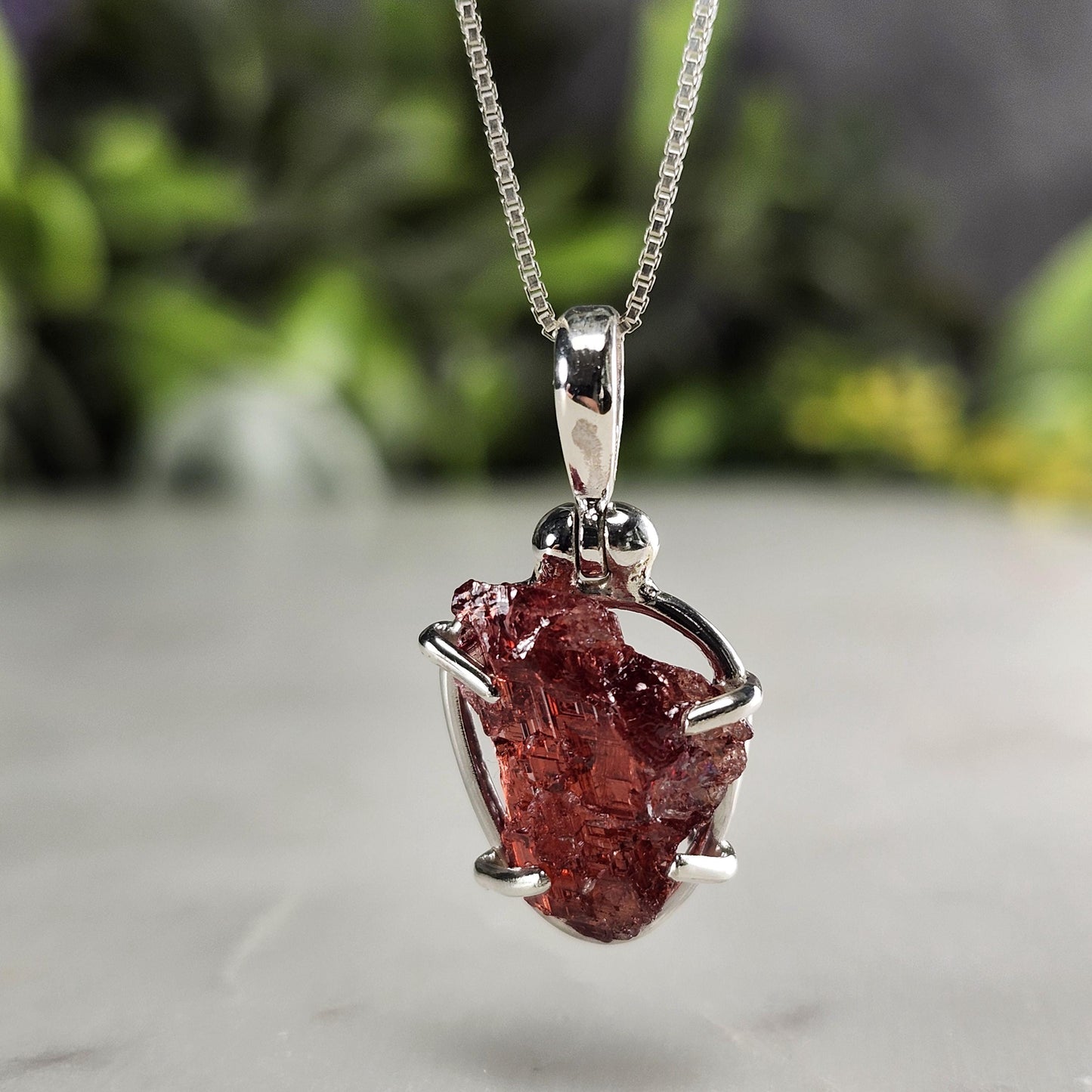Etched Garnet Pendant