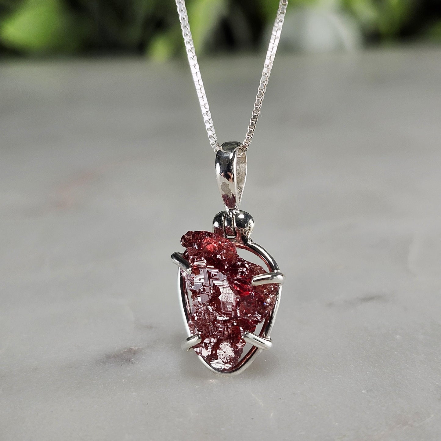 Etched Garnet Pendant