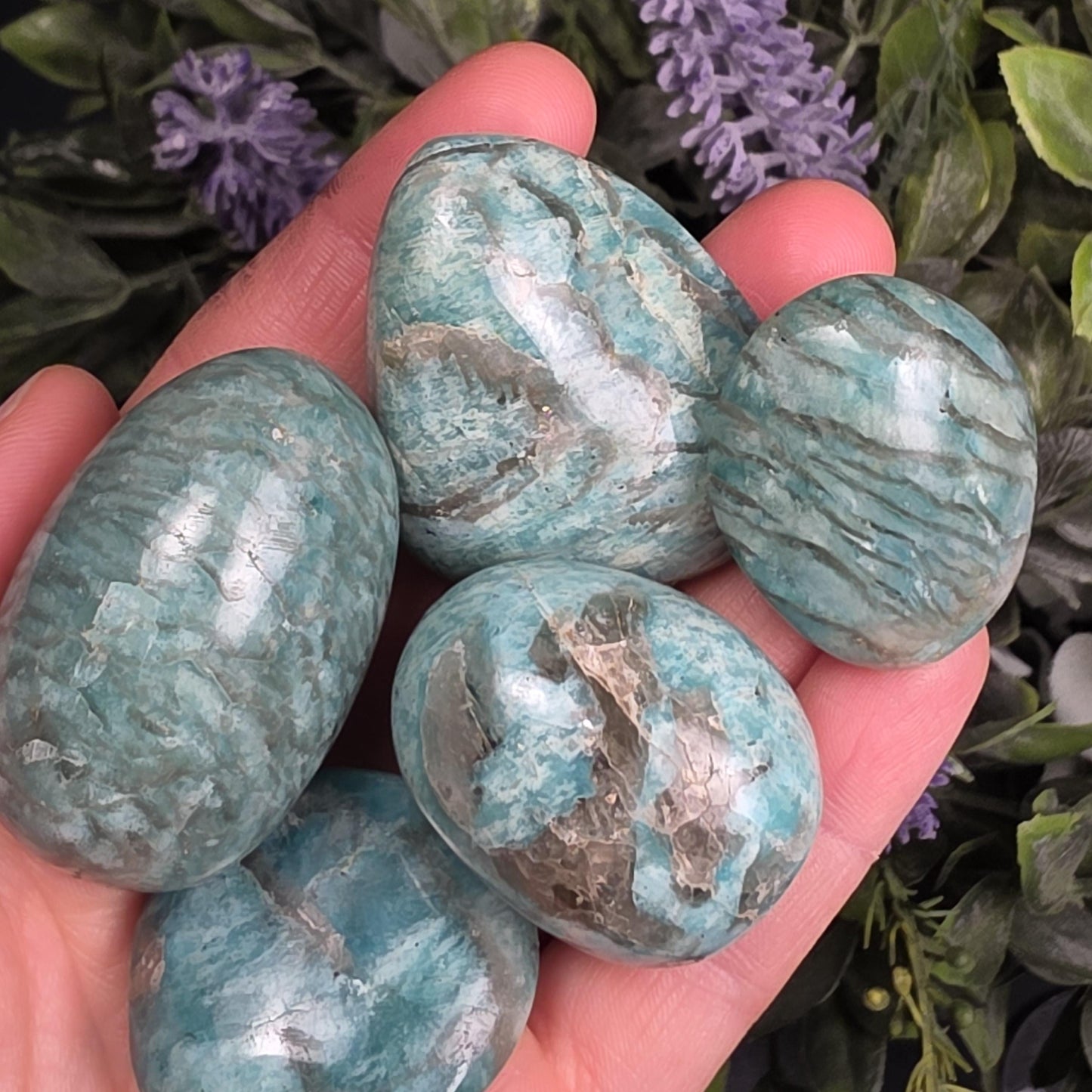 Amazonite and Smoky Quartz Tumbled Stone