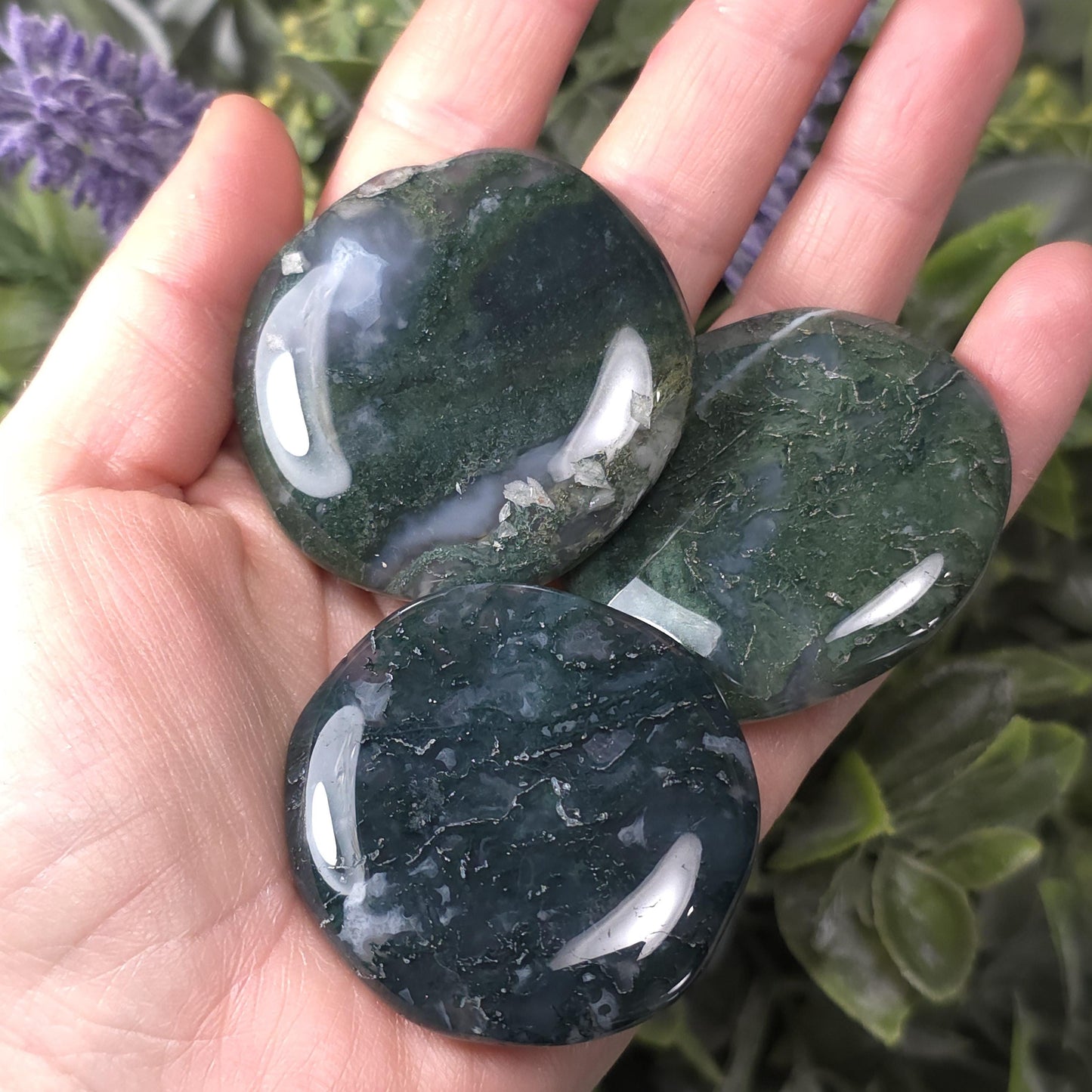 Moss Agate Palm Stone
