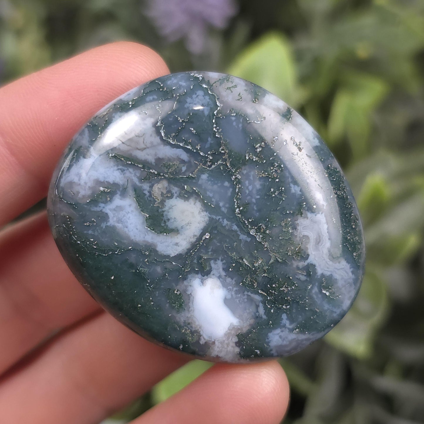 Moss Agate Palm Stone