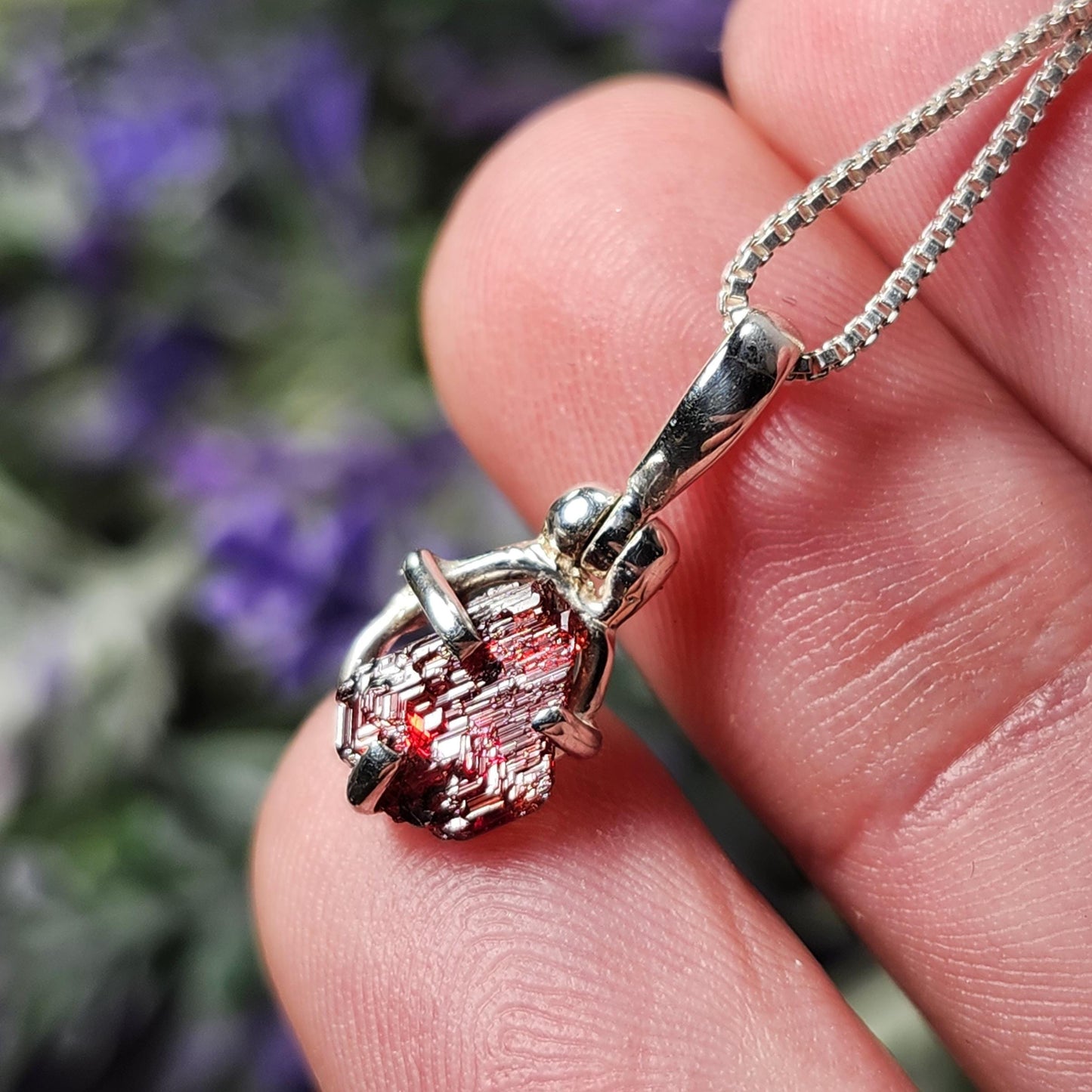 Etched Garnet Pendant