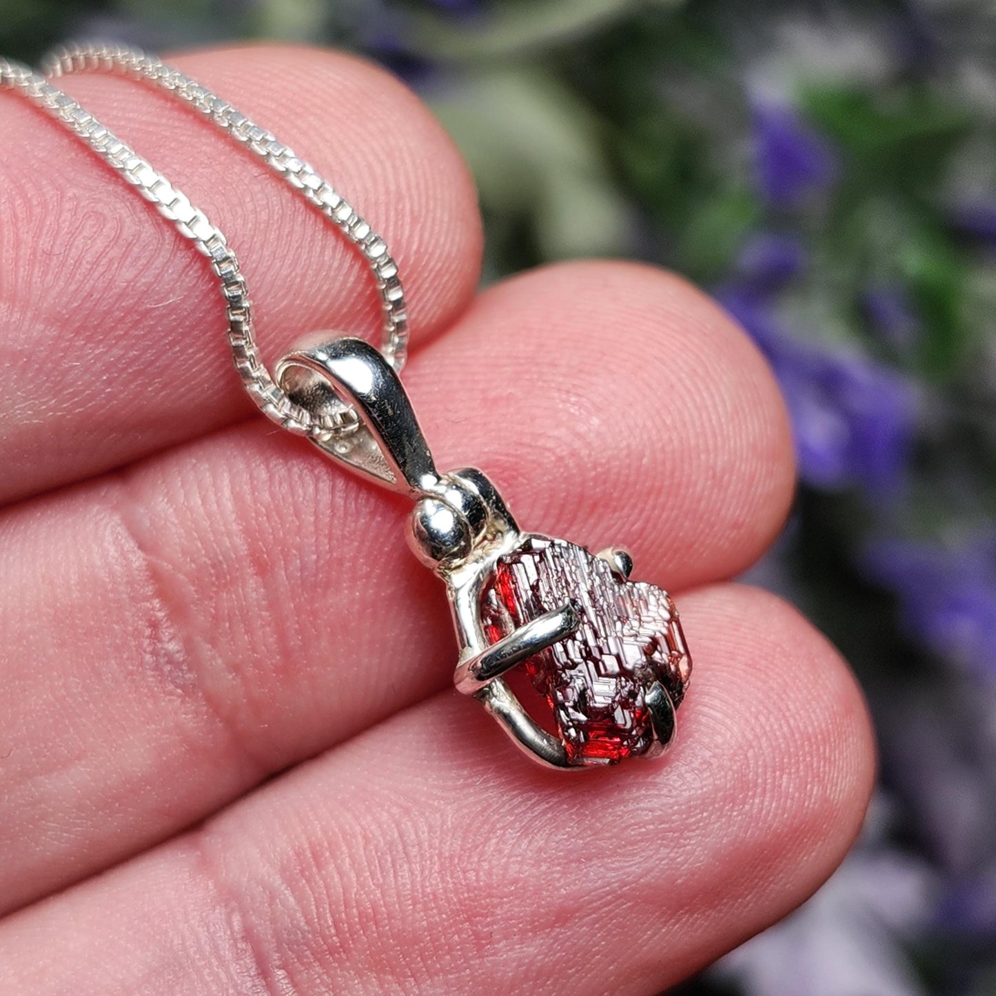 Etched Garnet Pendant