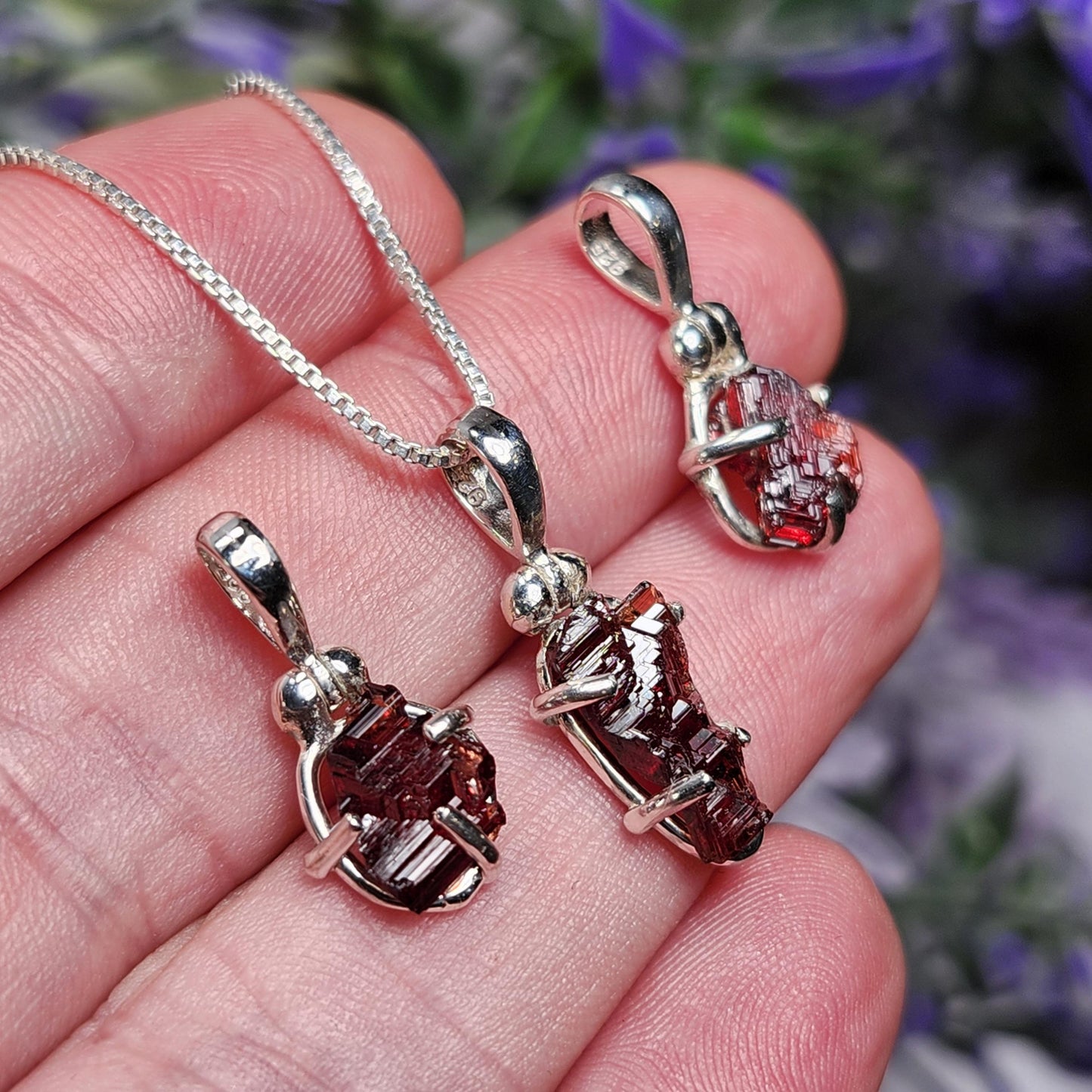 Etched Garnet Pendant