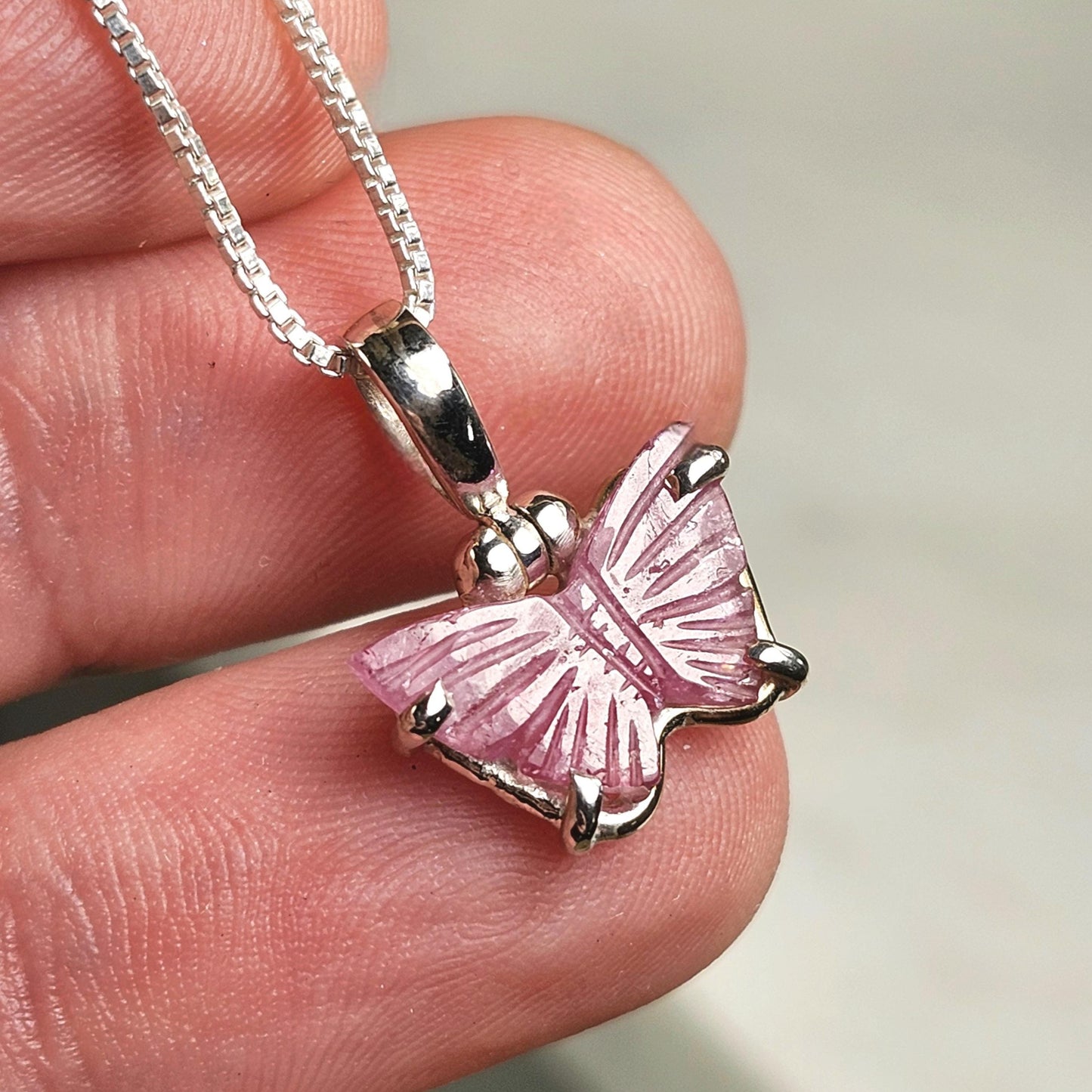 Pink Tourmaline Butterfly Pendant