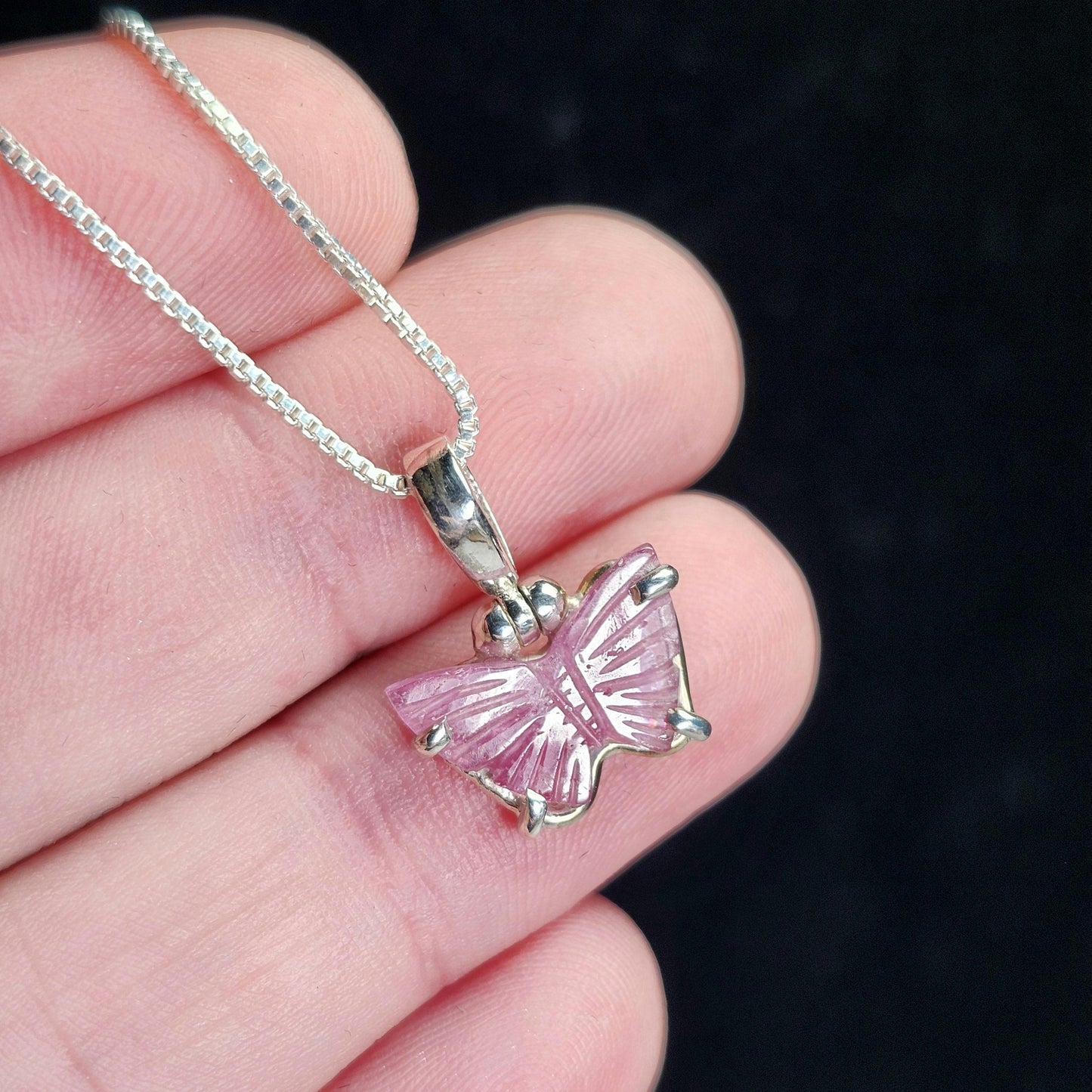 Pink Tourmaline Butterfly Pendant