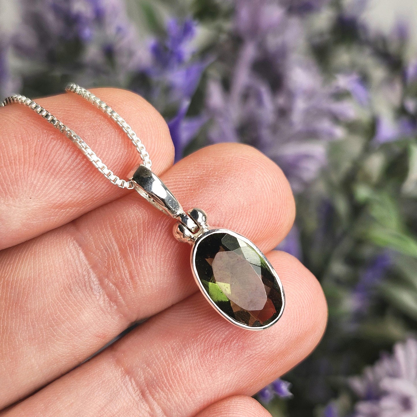 Faceted Moldavite Pendant