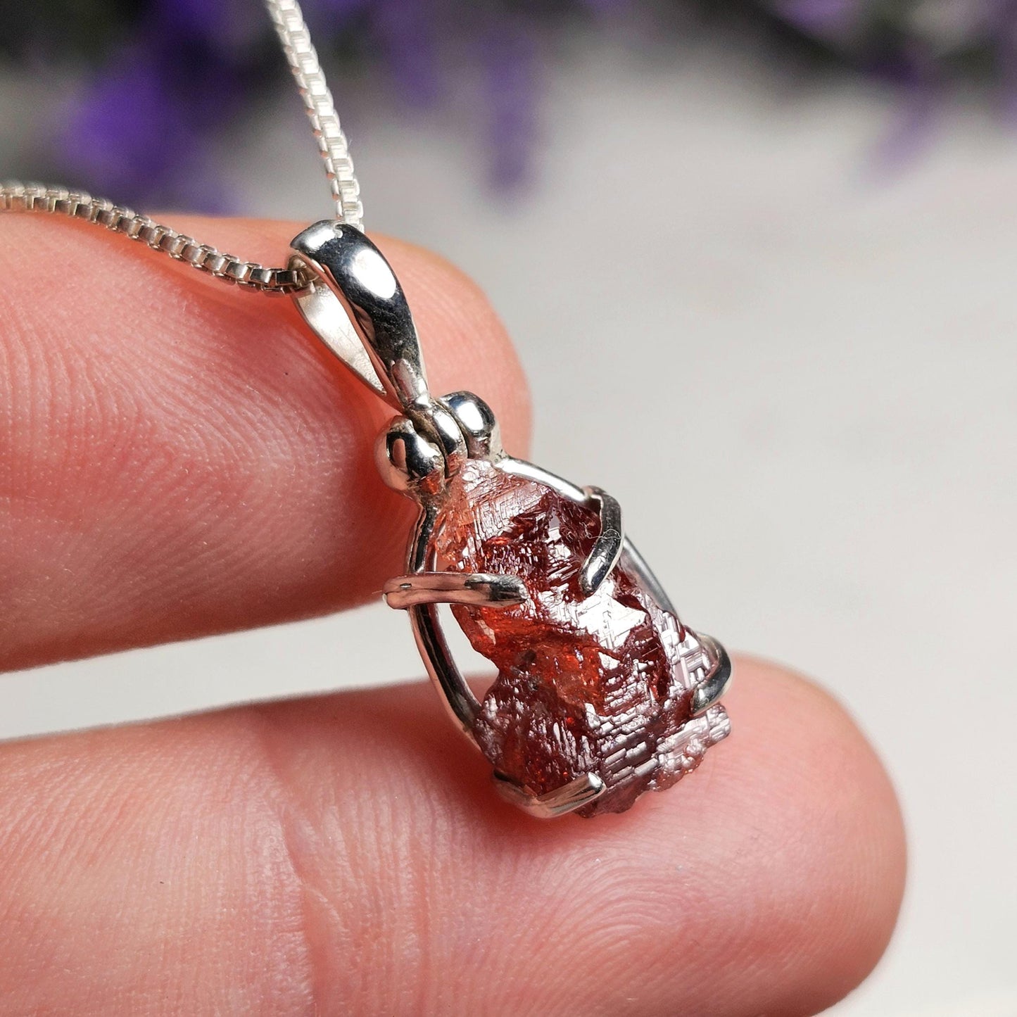 Etched Garnet Pendant