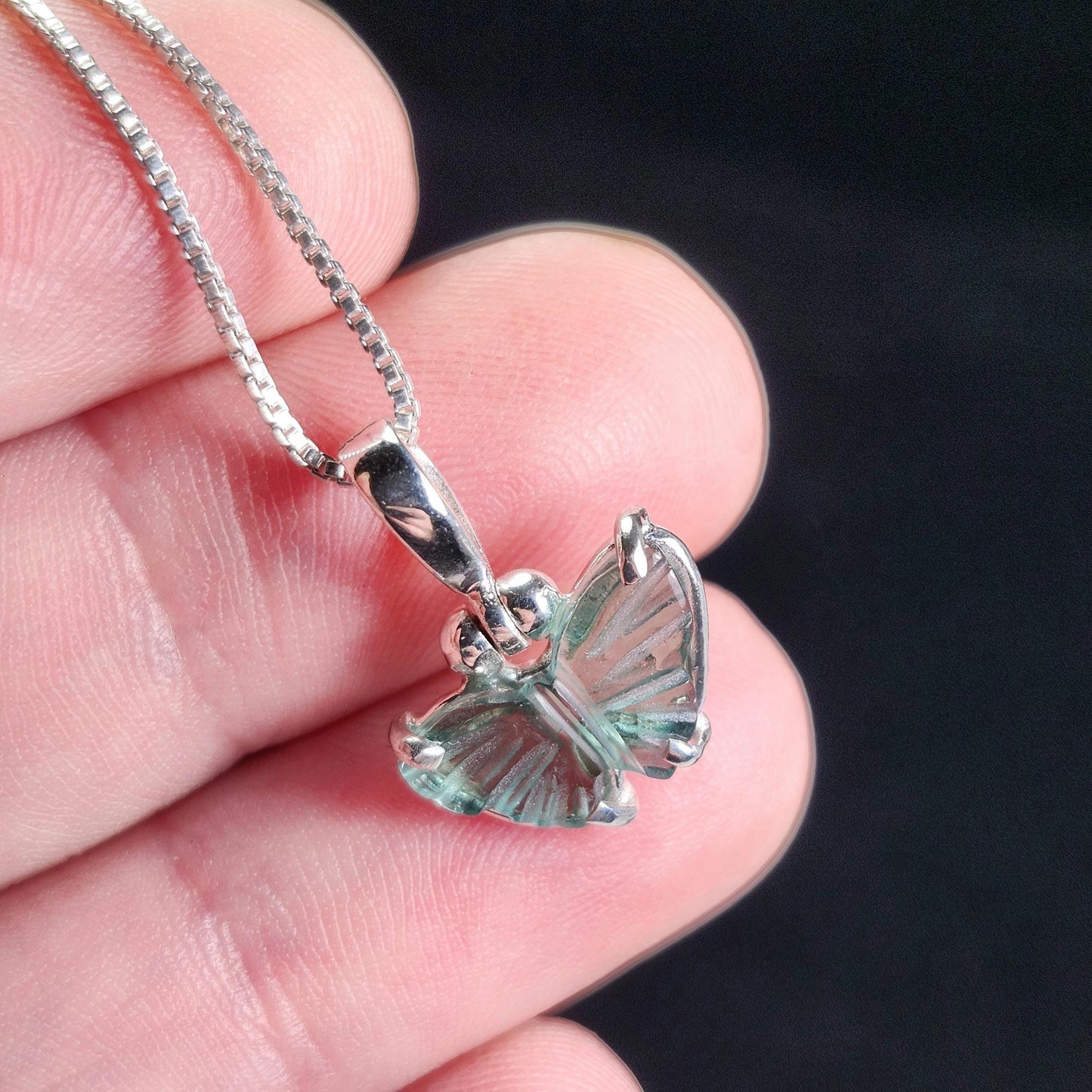 Blue Tourmaline Butterfly Pendant