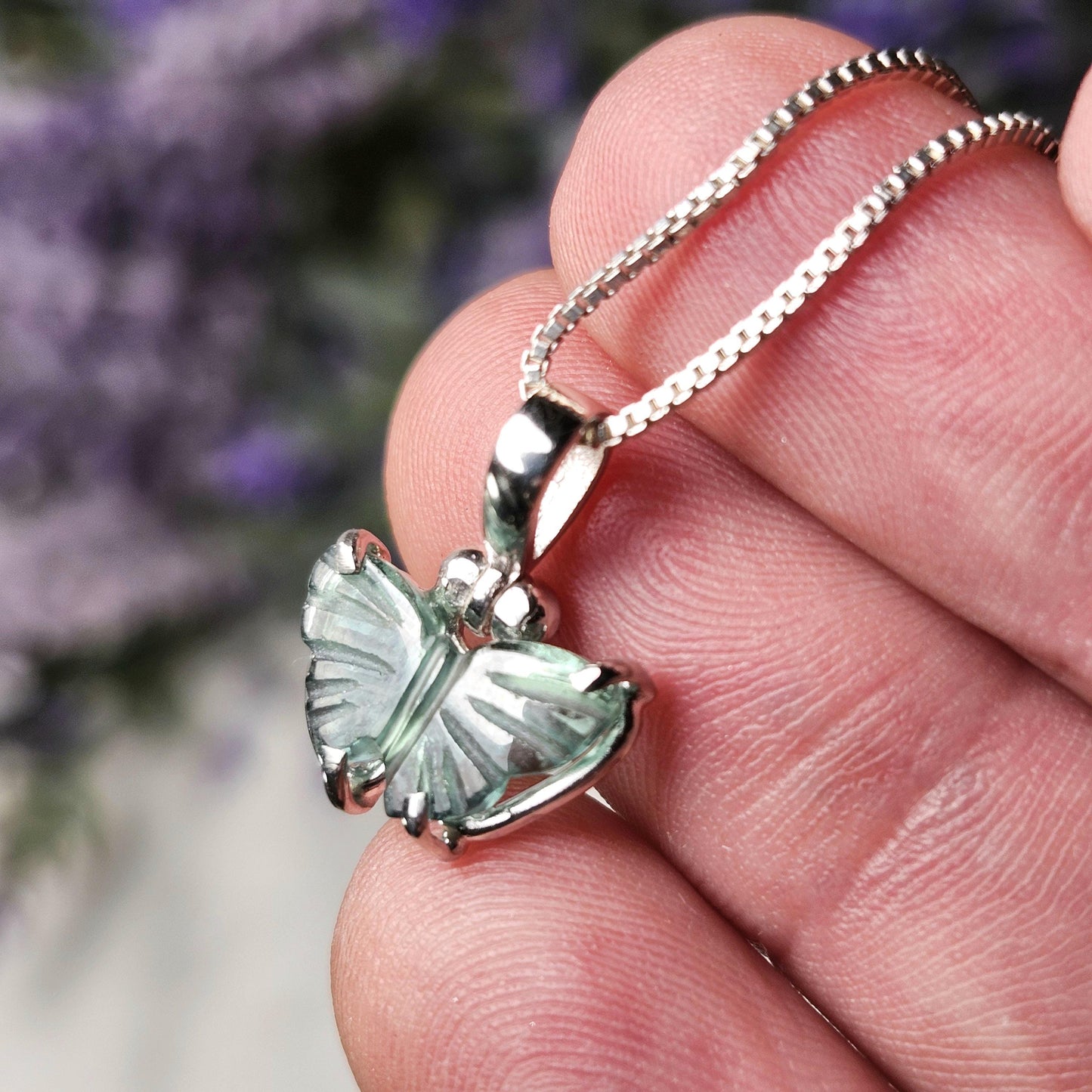 Blue Tourmaline Butterfly Pendant