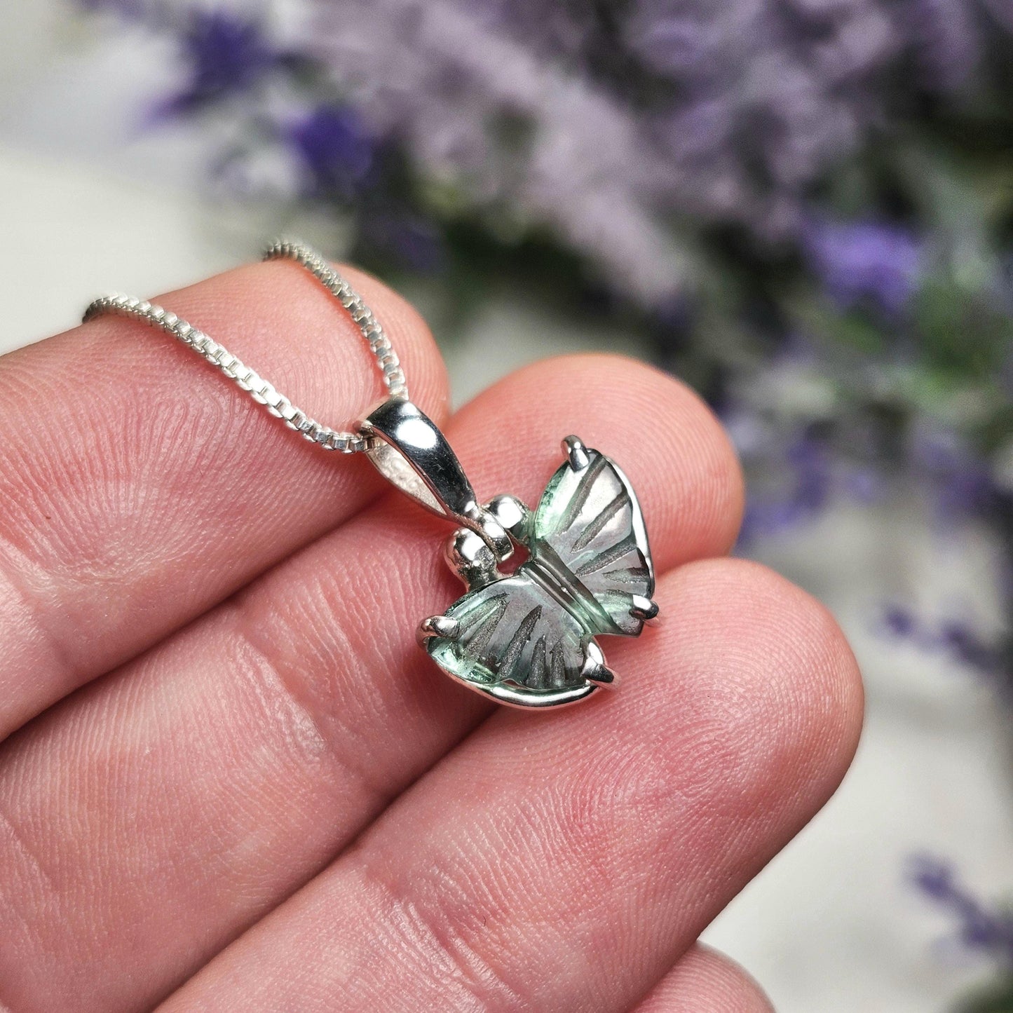 Blue Tourmaline Butterfly Pendant