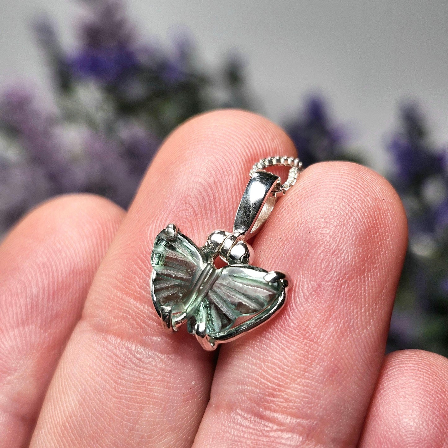 Blue Tourmaline Butterfly Pendant