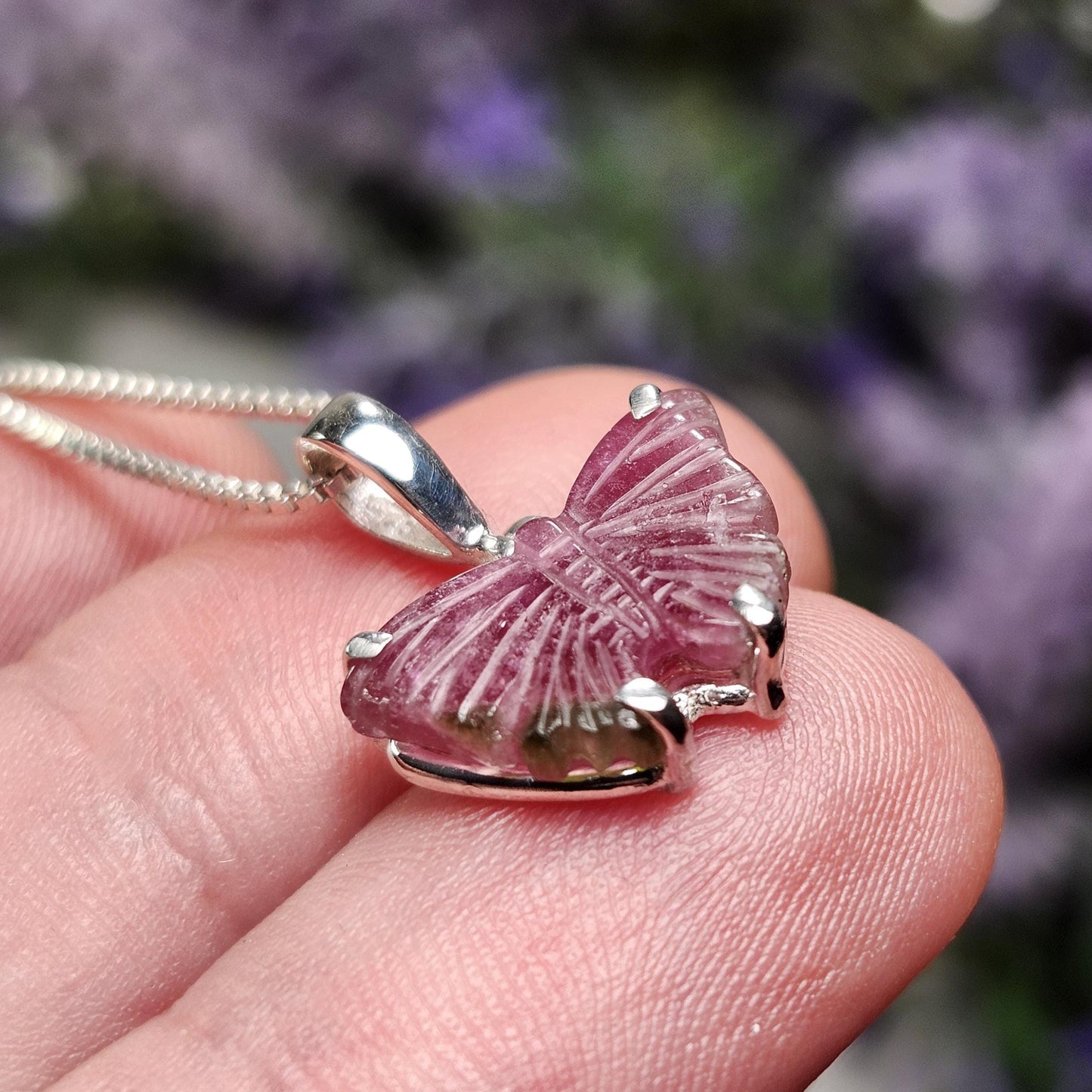 Watermelon Tourmaline Butterfly Pendant