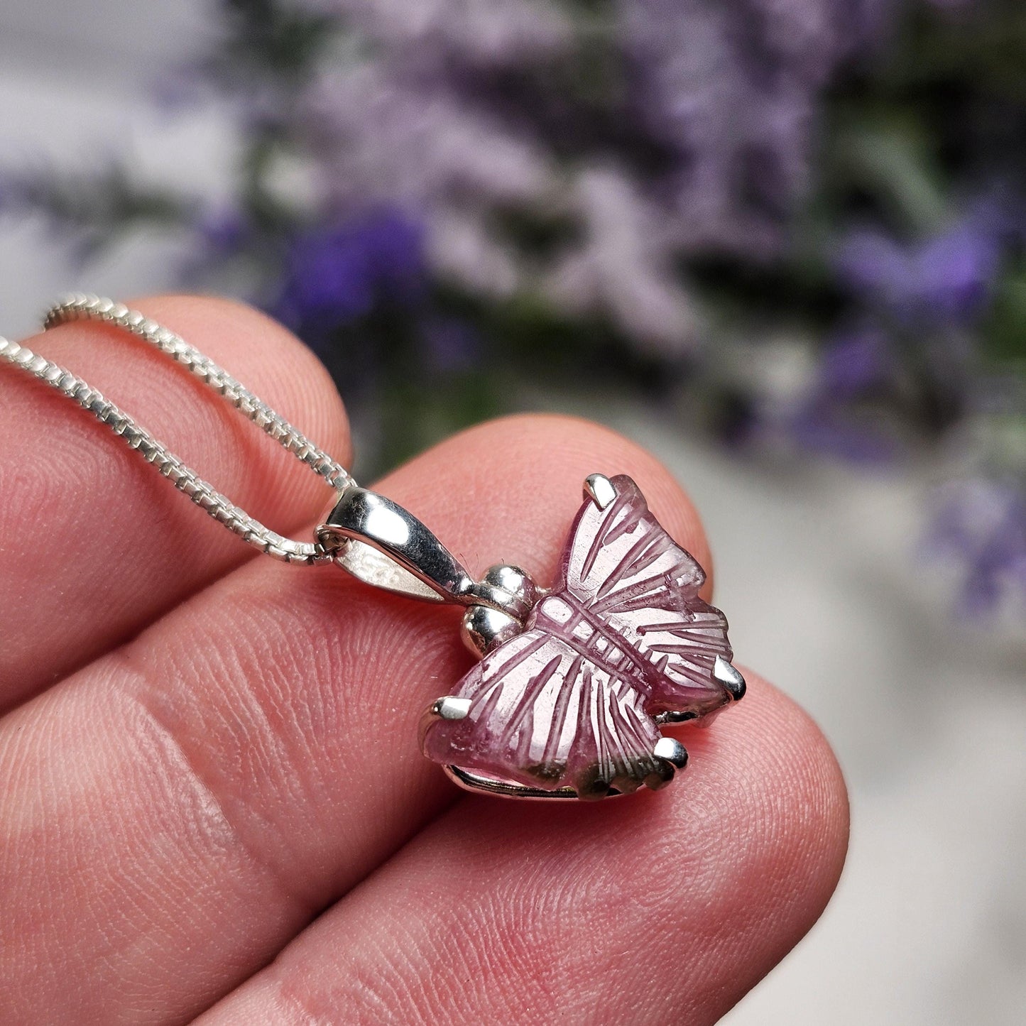 Watermelon Tourmaline Butterfly Pendant