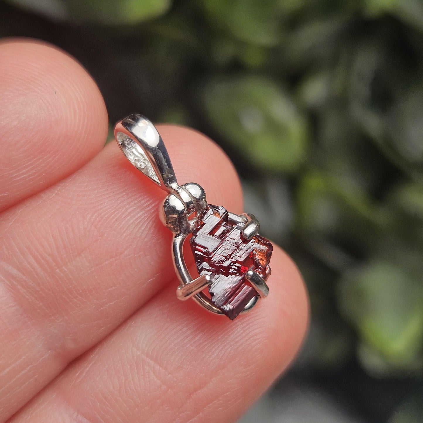 Etched Garnet Pendant