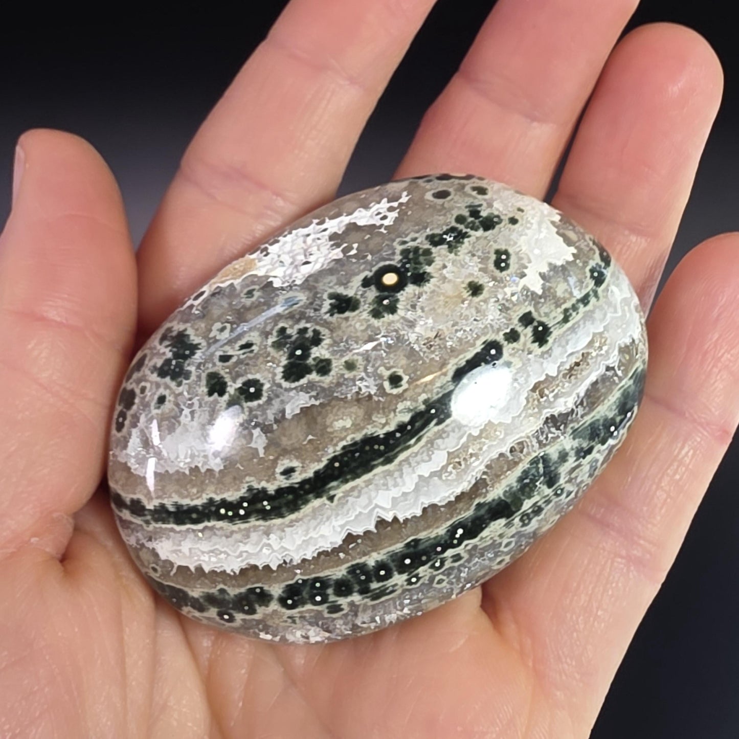 Orbicular Ocean Jasper Palm Stone
