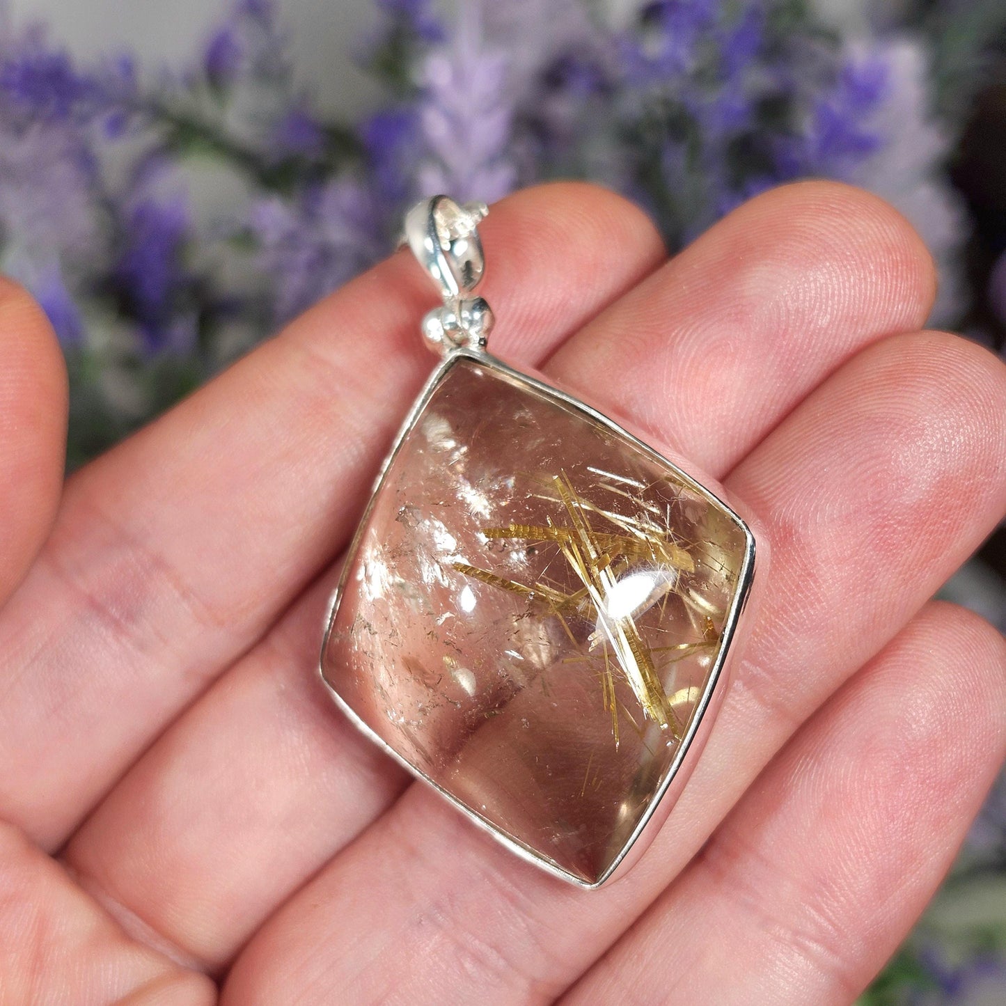 Gold Rutilated Quartz Pendant