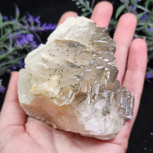 Tabular Black Barite with Marcasite