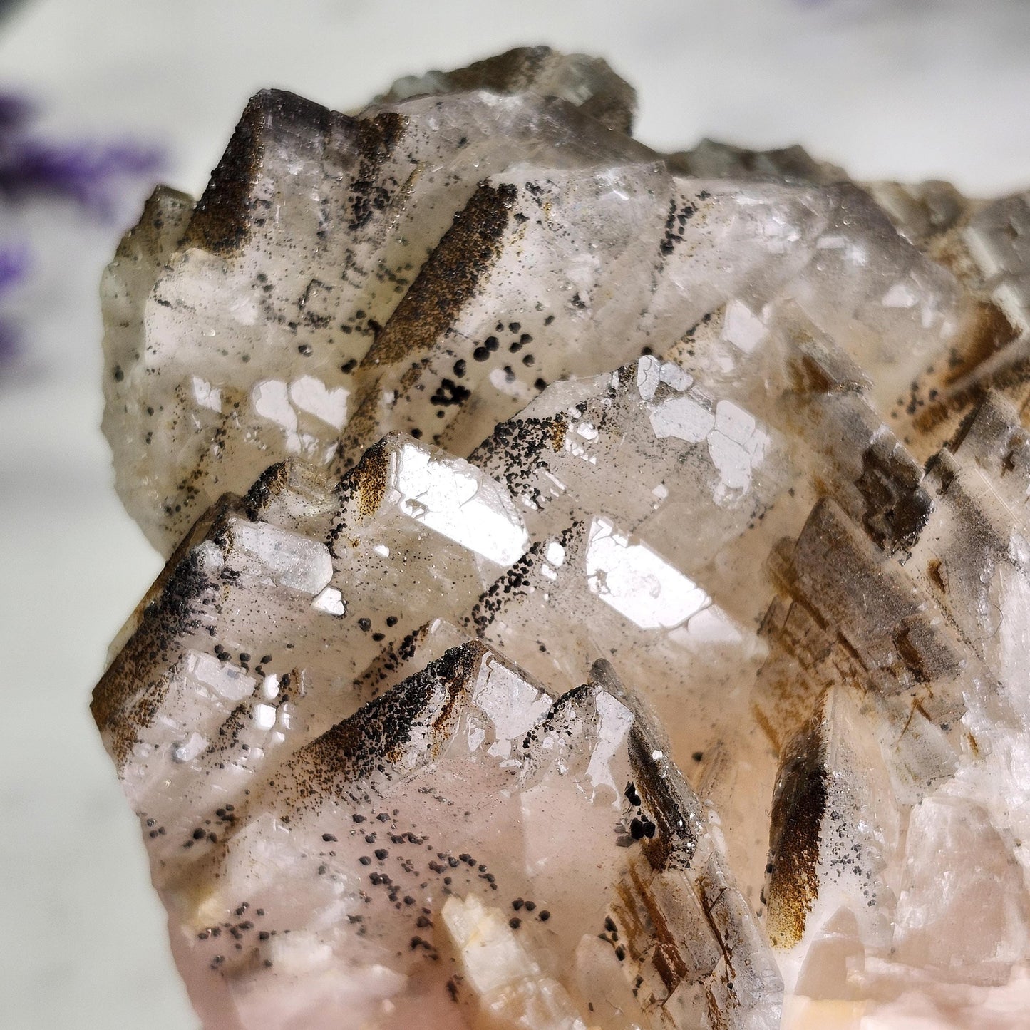 Tabular Black Barite with Marcasite