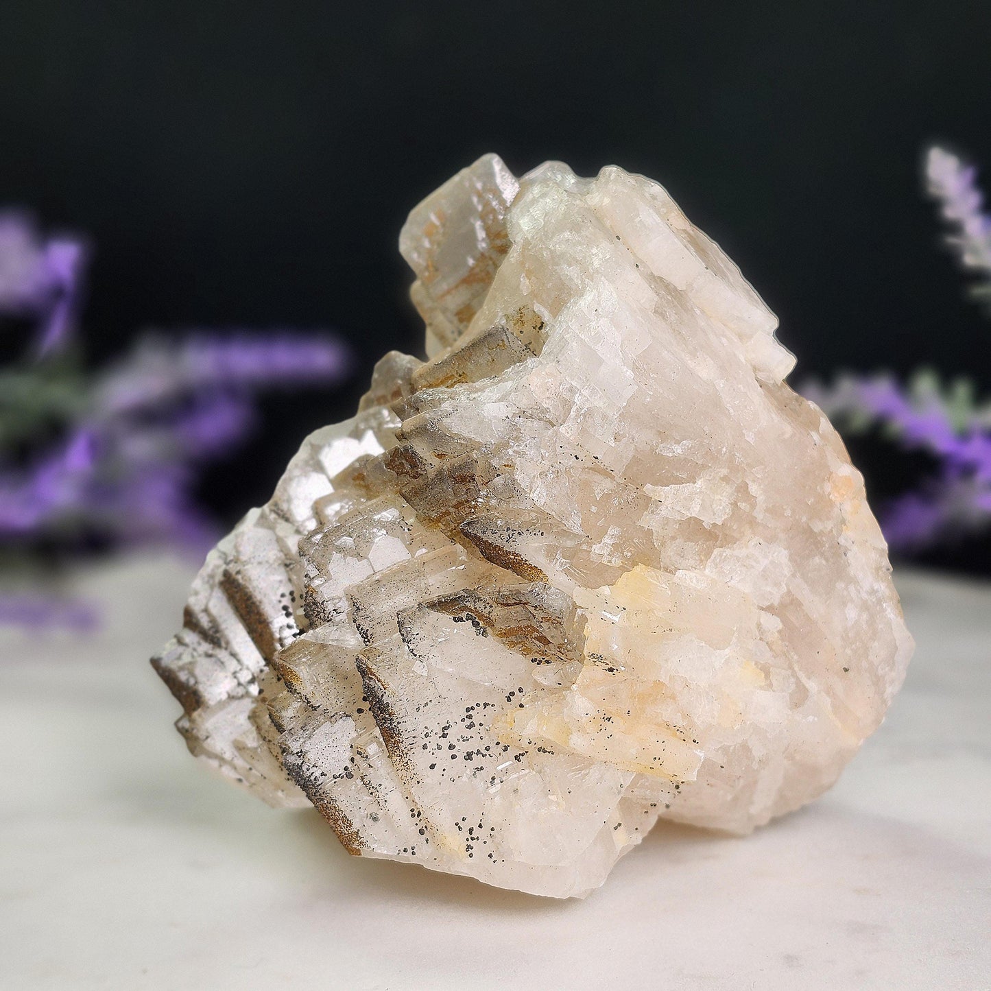 Tabular Black Barite with Marcasite
