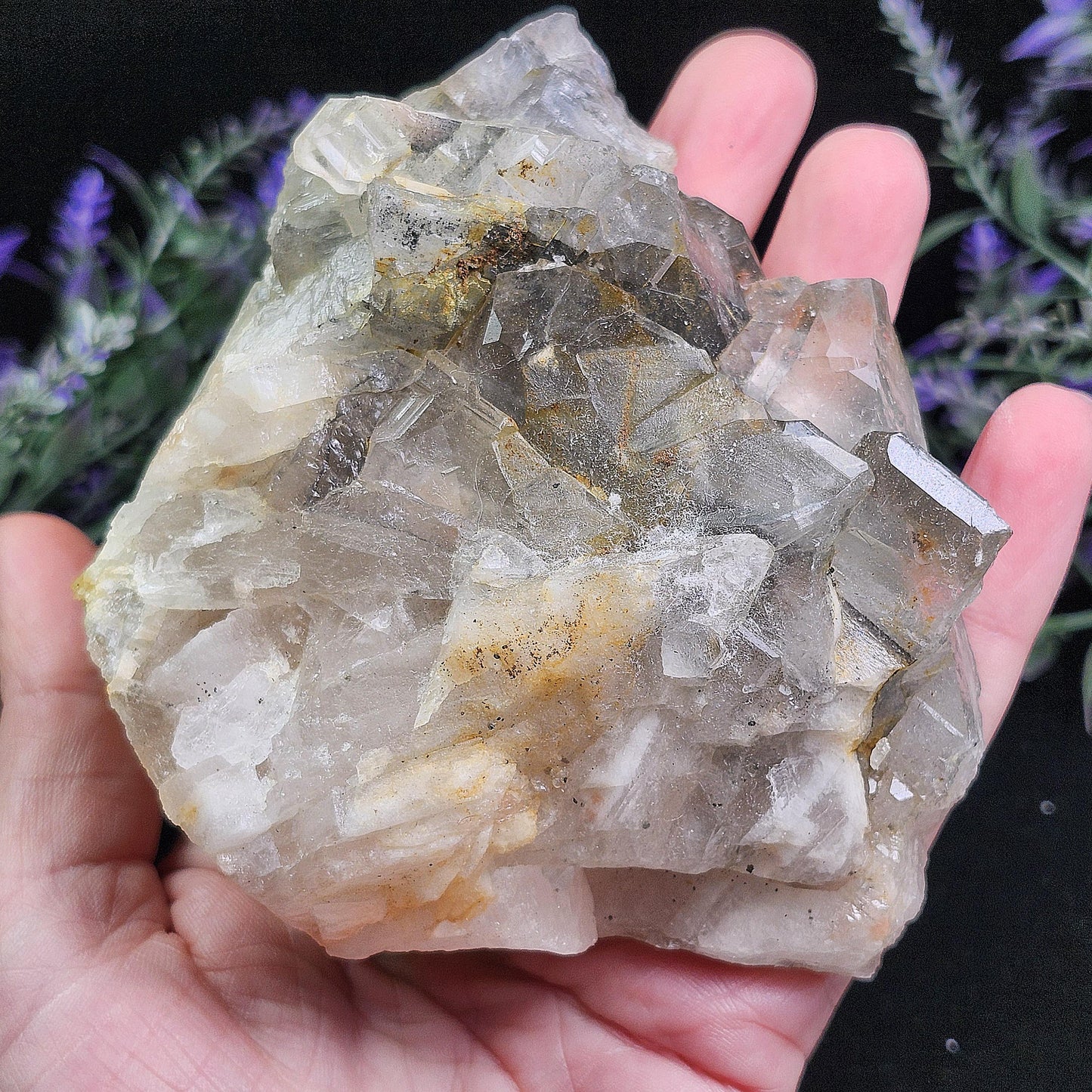 Tabular Black Barite with Marcasite