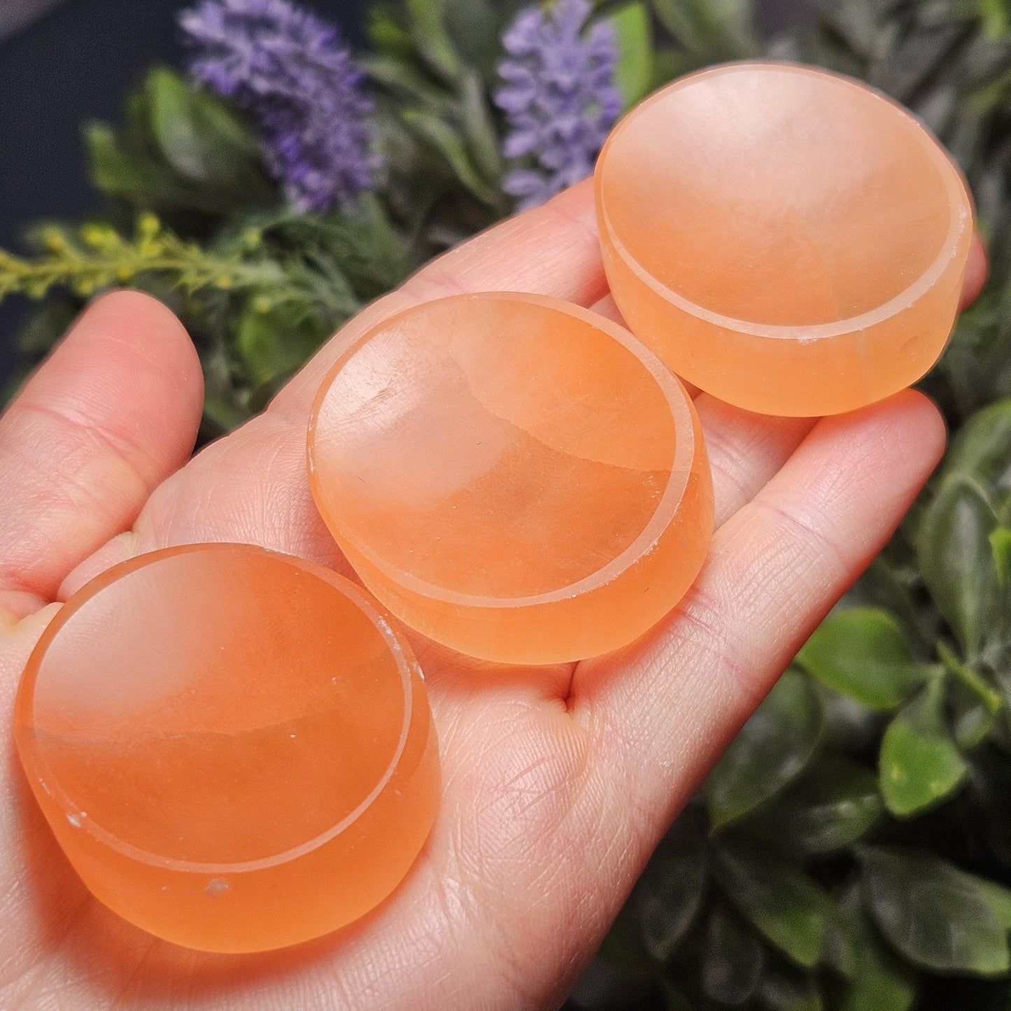 Peach Selenite Charging Plate