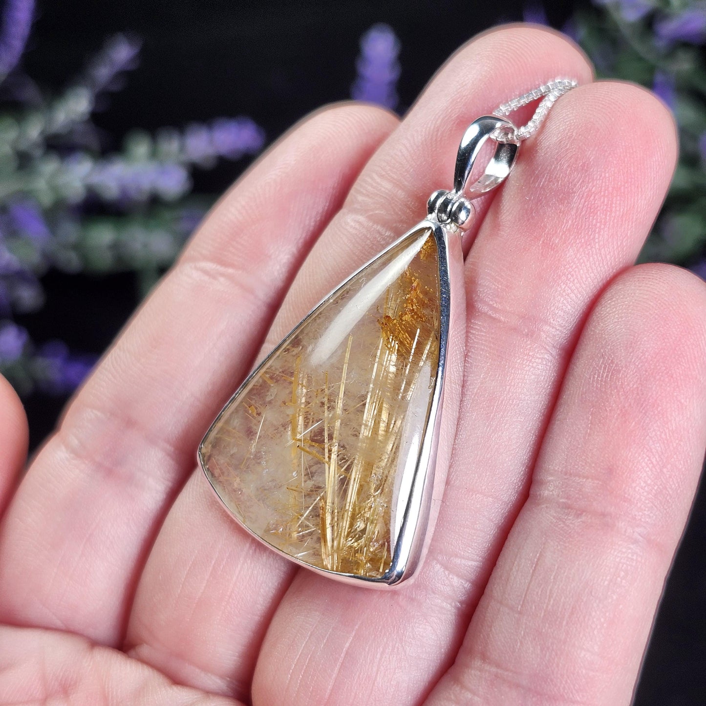 Gold Rutilated Quartz Pendant