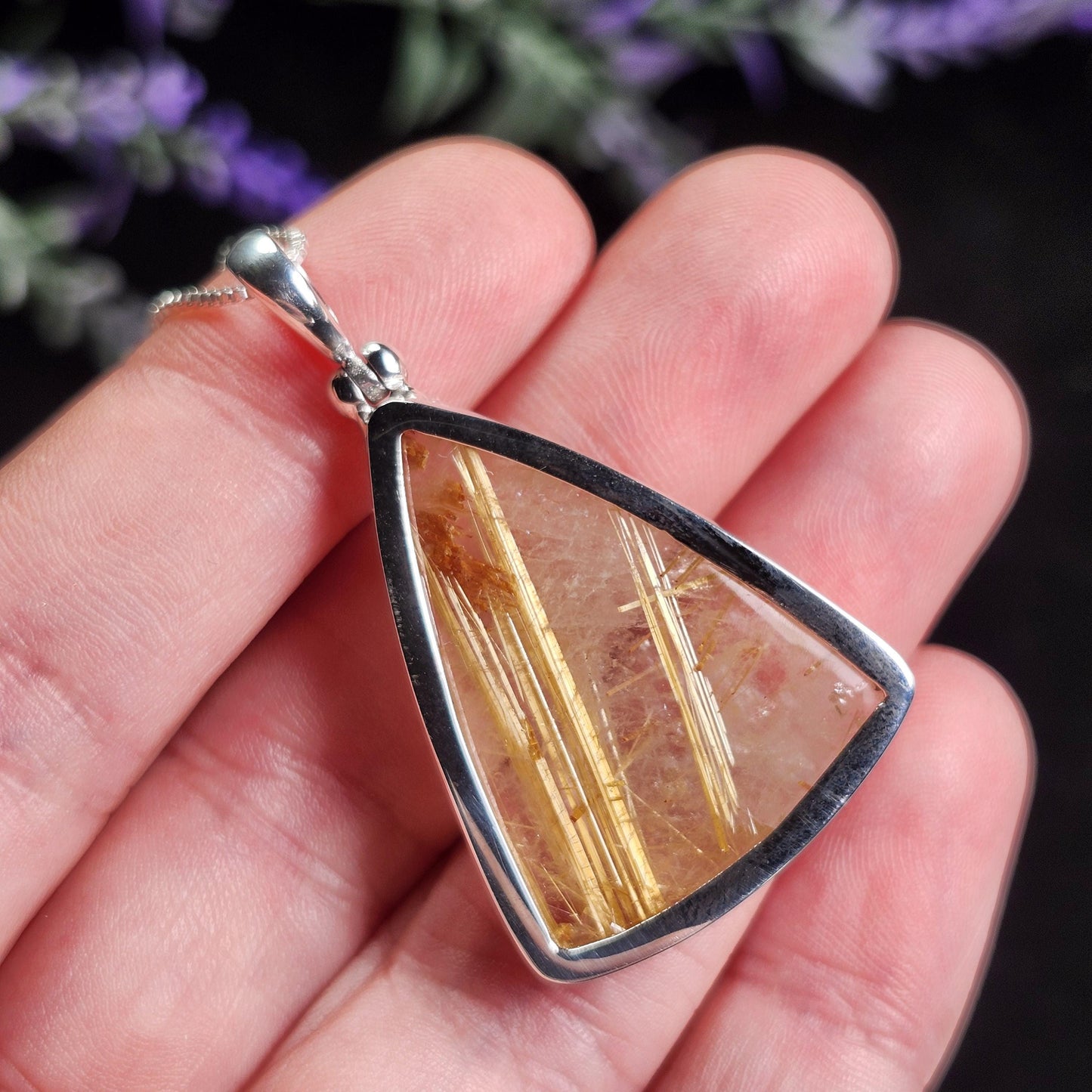 Gold Rutilated Quartz Pendant