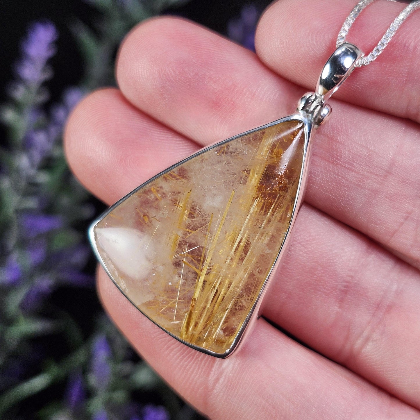 Gold Rutilated Quartz Pendant