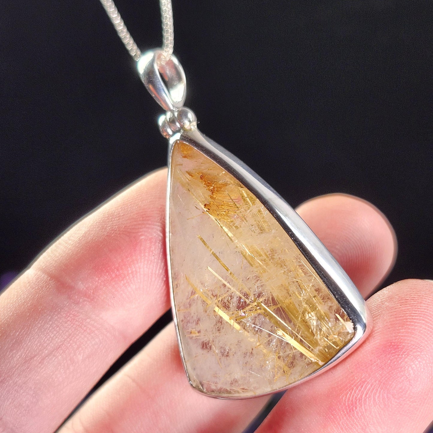 Gold Rutilated Quartz Pendant