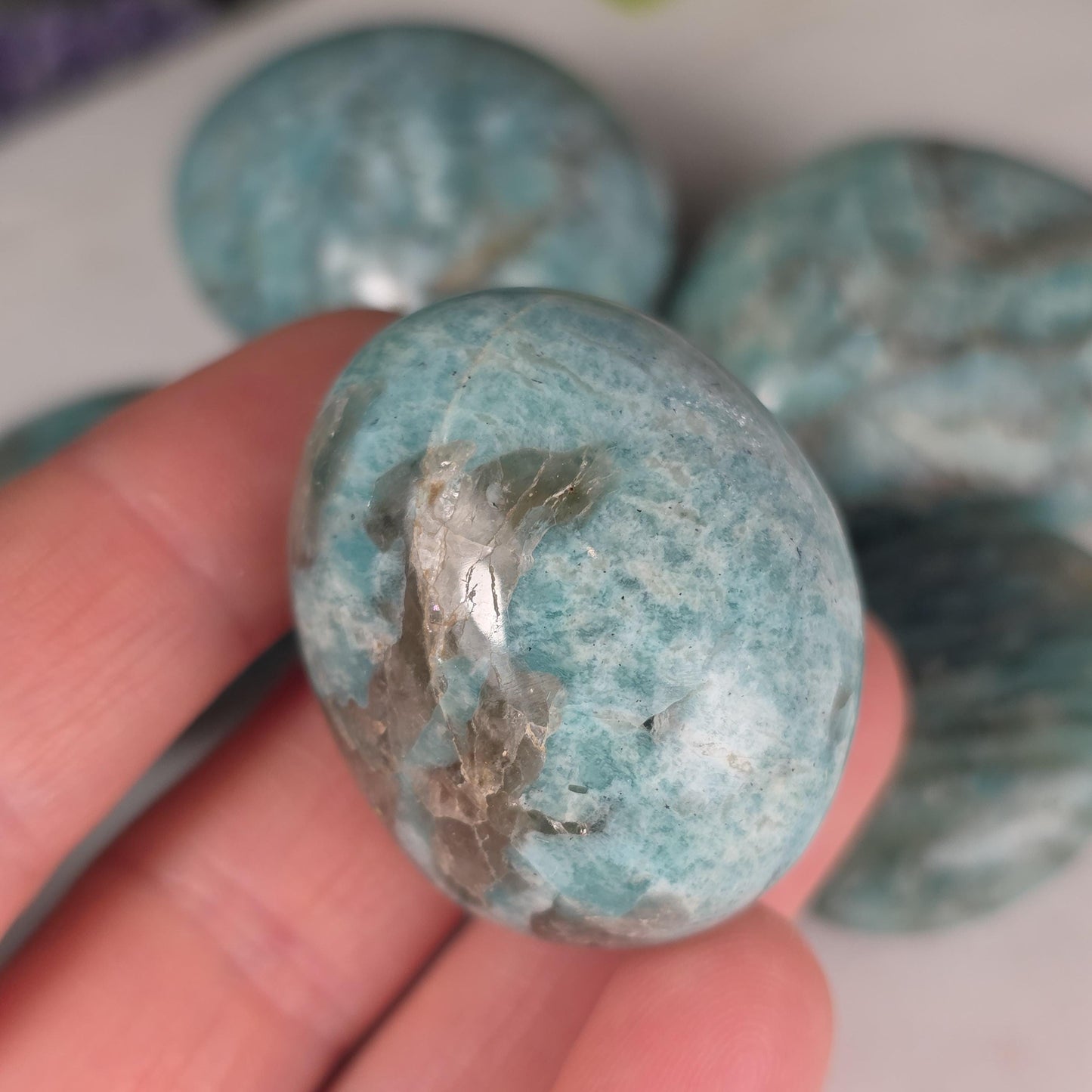 Amazonite and Smoky Quartz Tumbled Stone